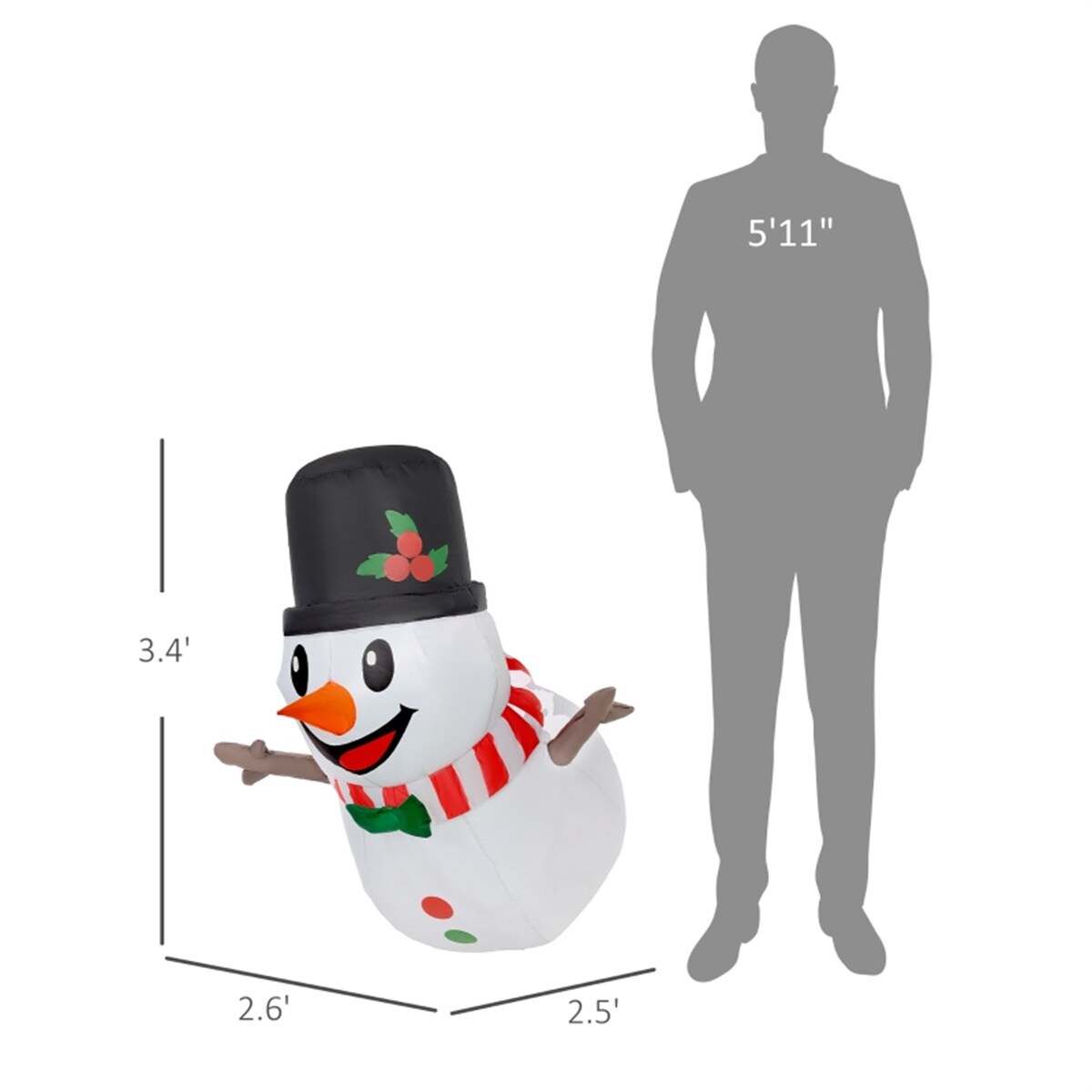 Upsimples 41.3 Inch Hanging Inflatable Snowman LED Lights IP44 ...