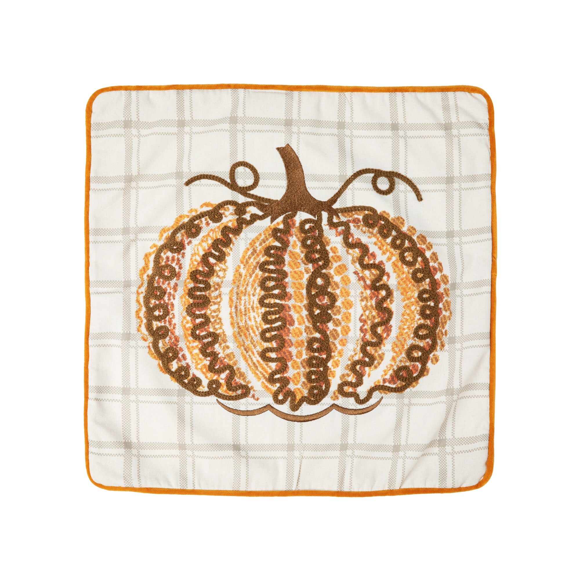 Glitzhome Fall Decor 18x18 Cotton Embroidered Pumpkin Pillow Cover, Indoor  Use, White, Hidden Zipper