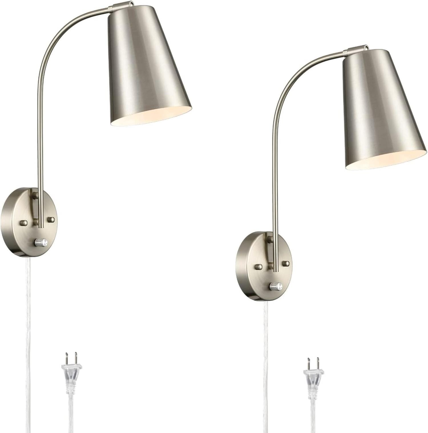 Claxy DX-T3054BU-BN-C-2 Rustic/Industrial 5.1-in W 2 -Light Brushed Nickel Industrial Wall Sconce