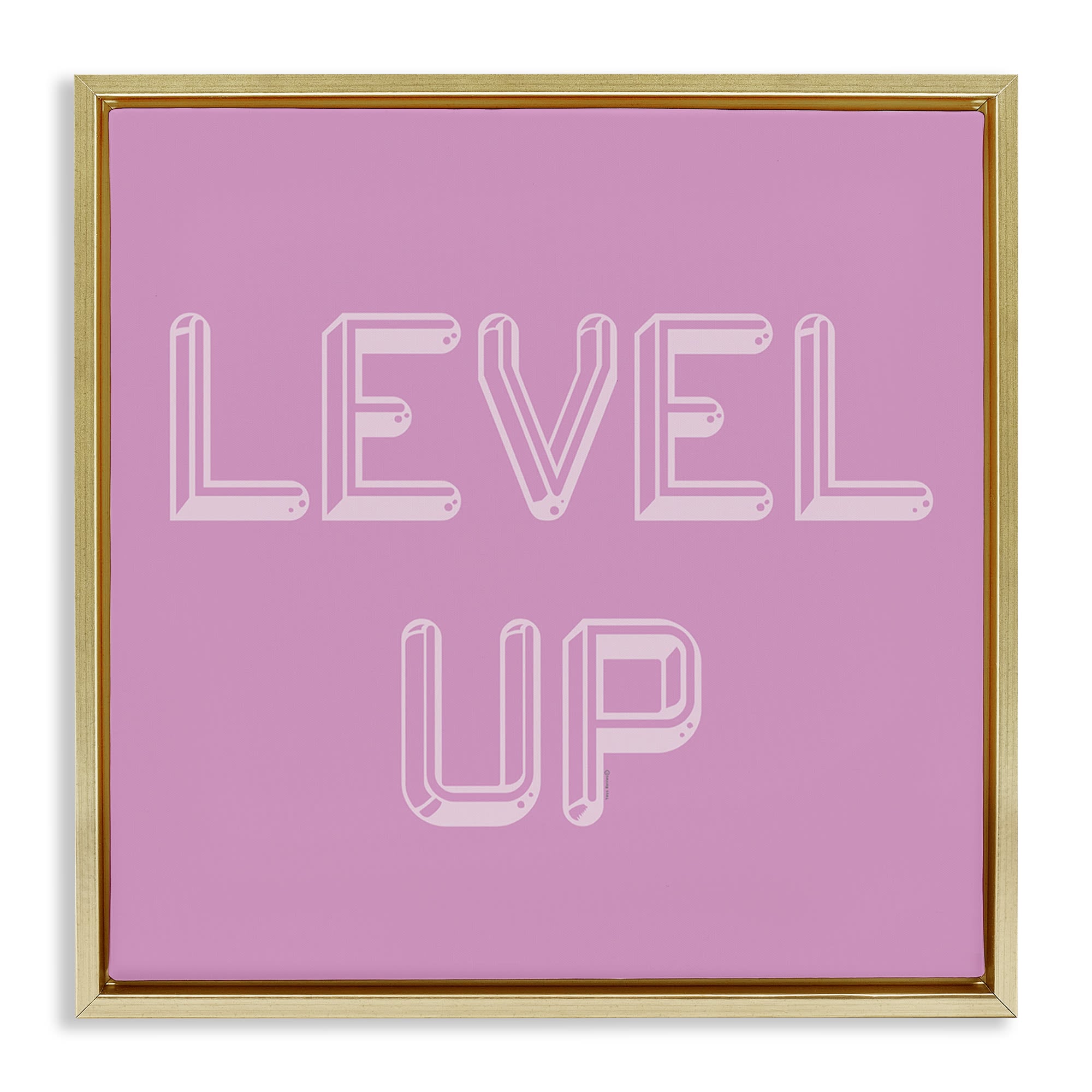 Stupell Industries BS-723-FFG-24X24 Level Up Purple and White Gold Framed Floater Canvas Wall Art By Yass Naffas Designs 25 x 25