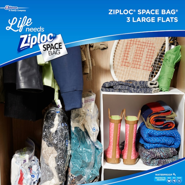 Ziploc Space Bag Clothes Vacuum Sealer Storage Bags for Home Closet Travel