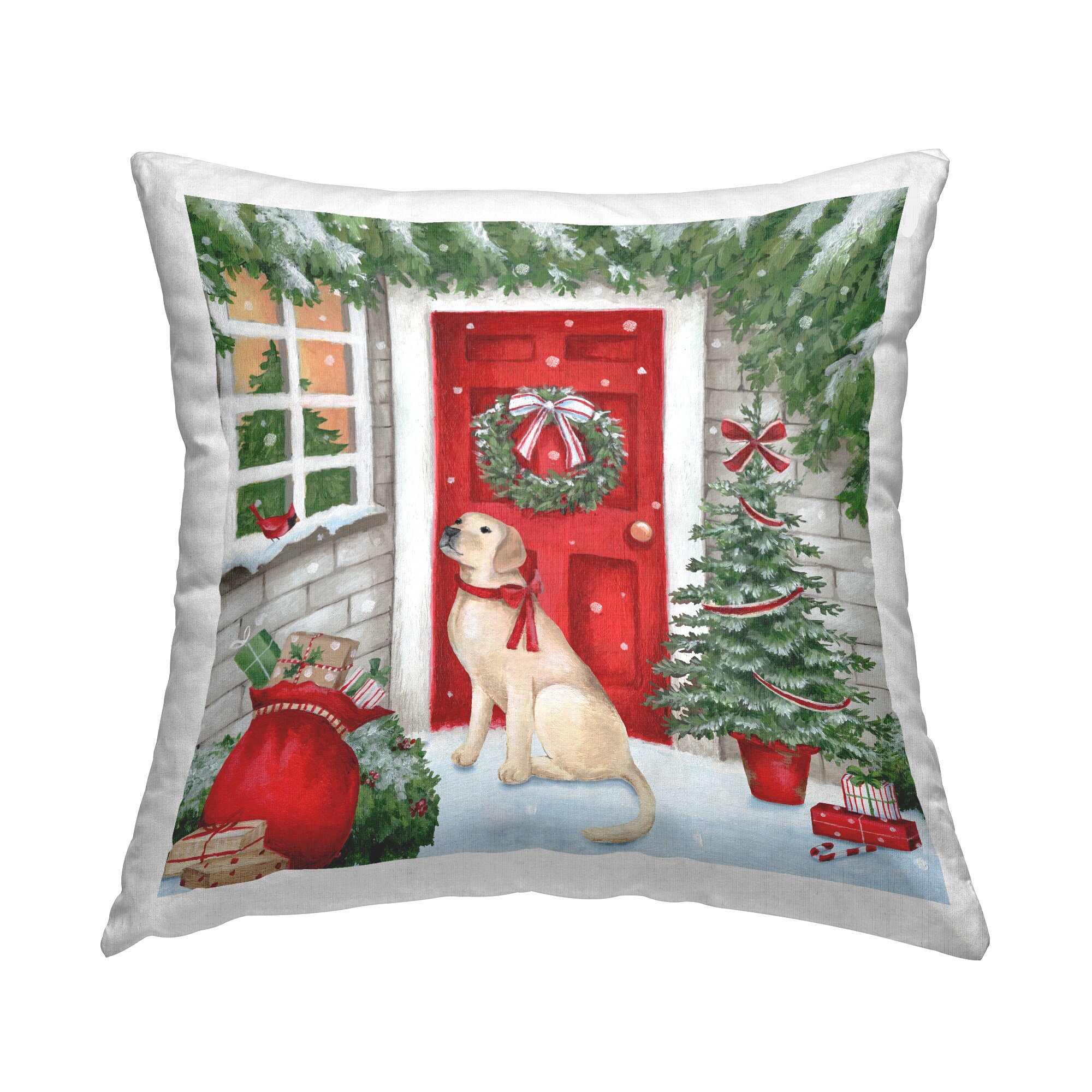 Stupell Industries PLC-403-SQW-18X18 18-in x 18-in Green Square Indoor Decorative Pillow