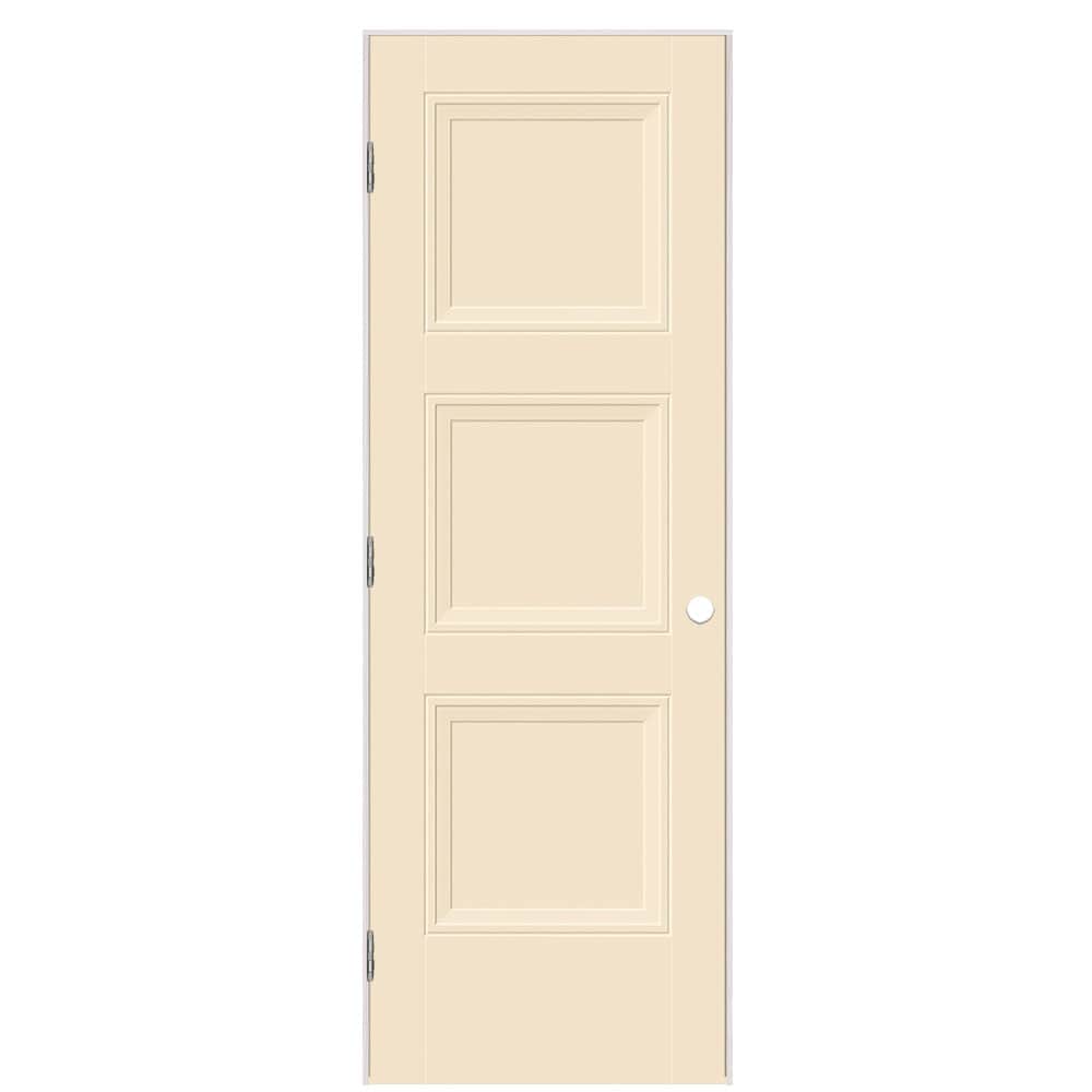 Masonite 1573119 28-in x 80-in Cream N Sugar Hollow core 3-panel square Right hand Smooth Prefinished Molded composite Flat Jamb Single Prehung Interior Door