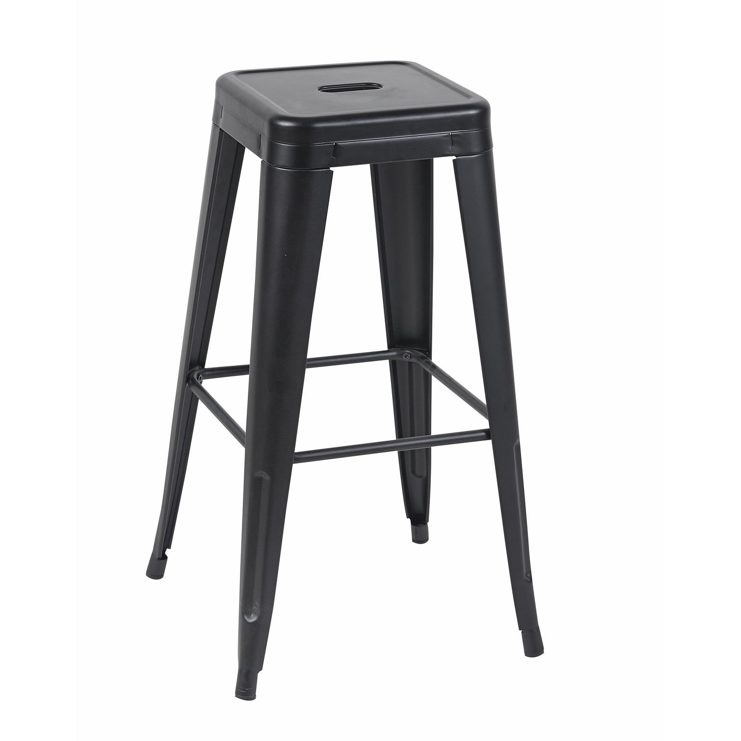 FlowLuxe Sleek Black Backless Metal Bar Stools 30-Inch Counter Height ...