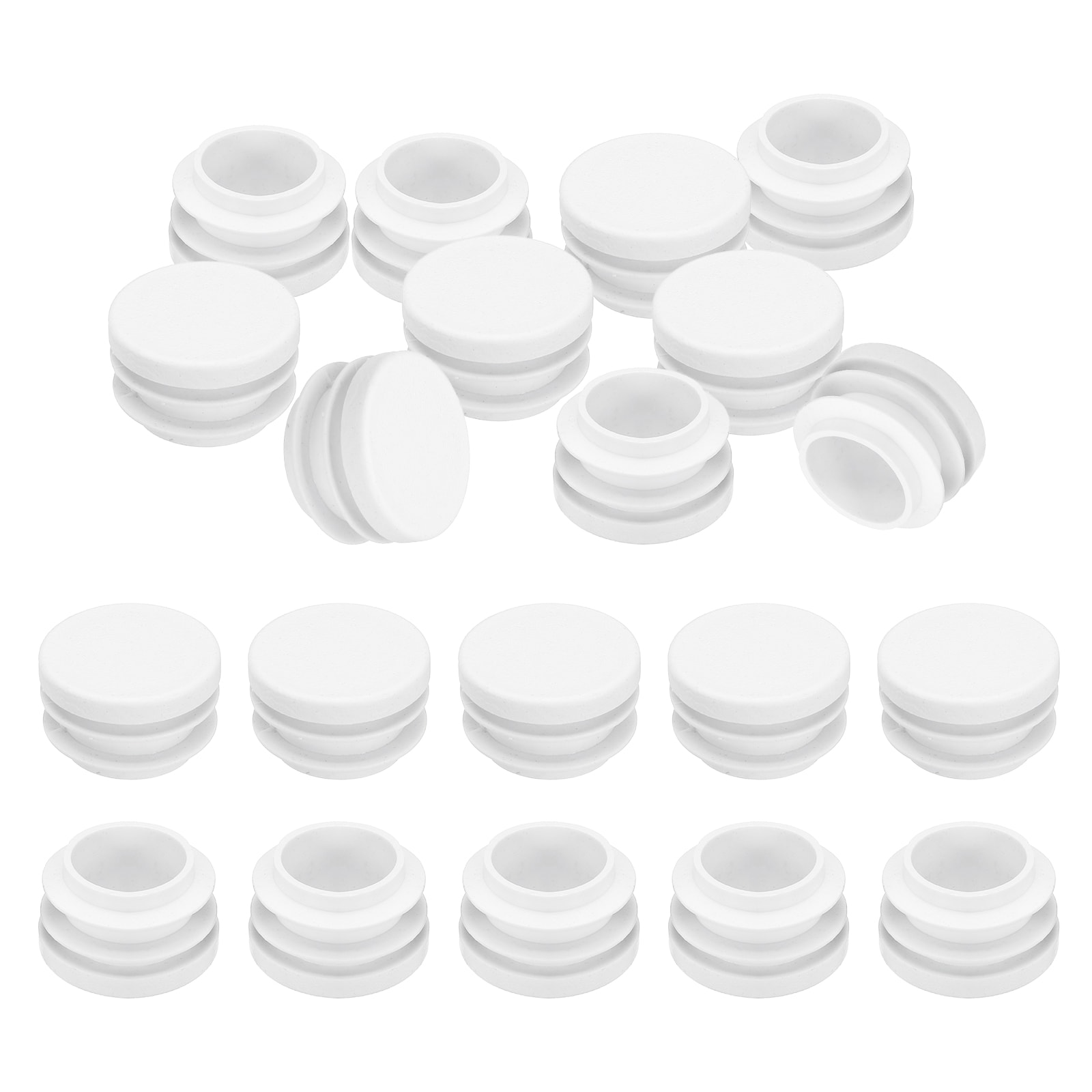 PATIKIL 20pcs 1-Inch OD Plastic Tubing End Caps Round Hole Plug Insert for Round Iron Pipe Chair Leg Table Bookshelves Furniture White