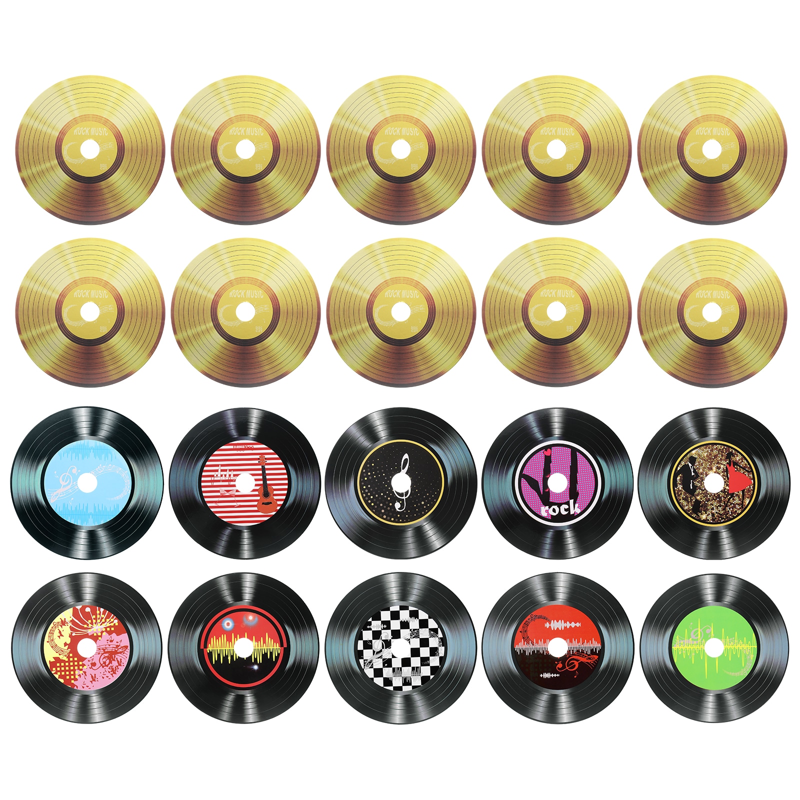 Unique Bargains - 20pcs Vinyl Records Decor 5.5 Inch Blank Vinyl Records 11 Designs Fake CD Album...