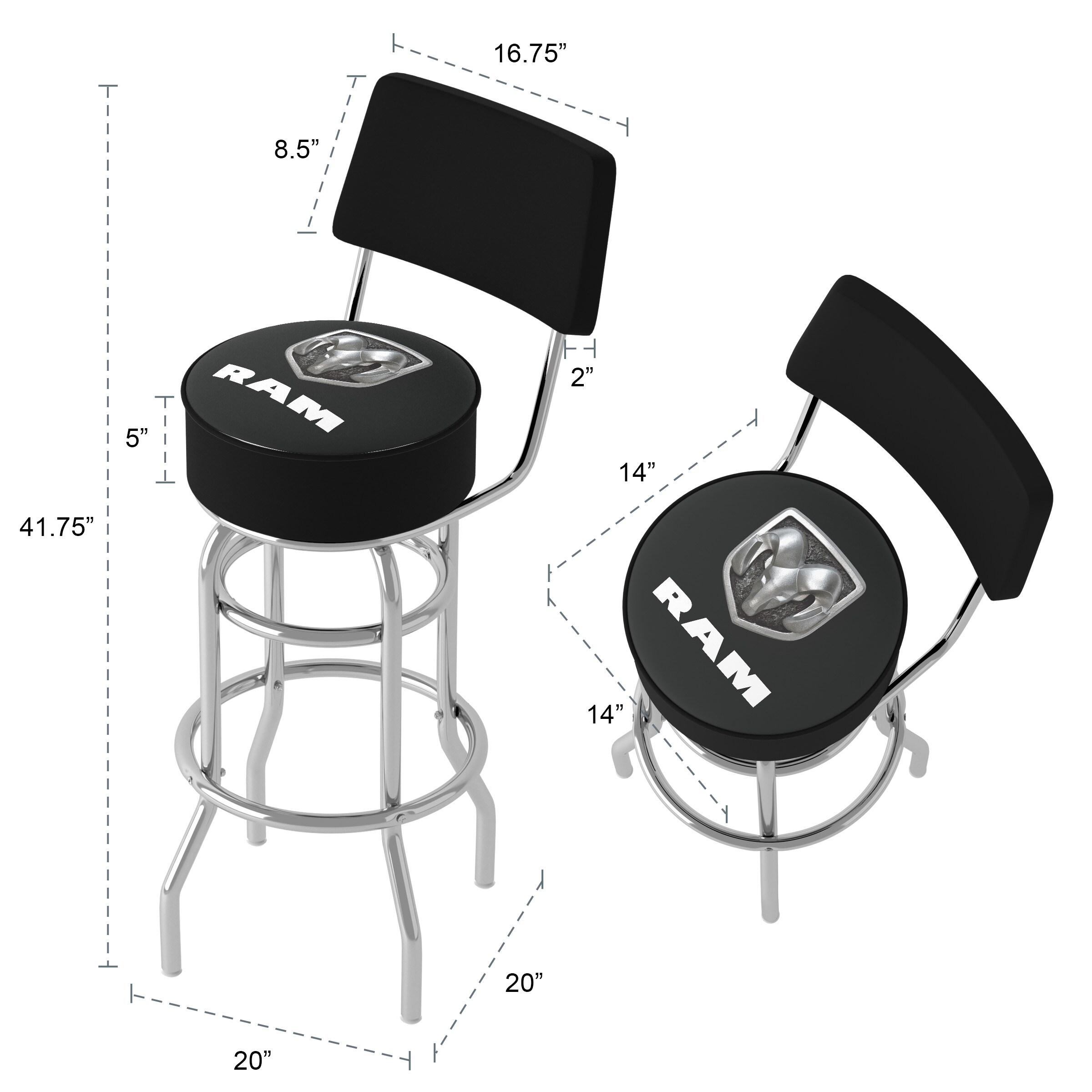 Trademark Gameroom RAM1100-LOGO-BLK stools - View #6