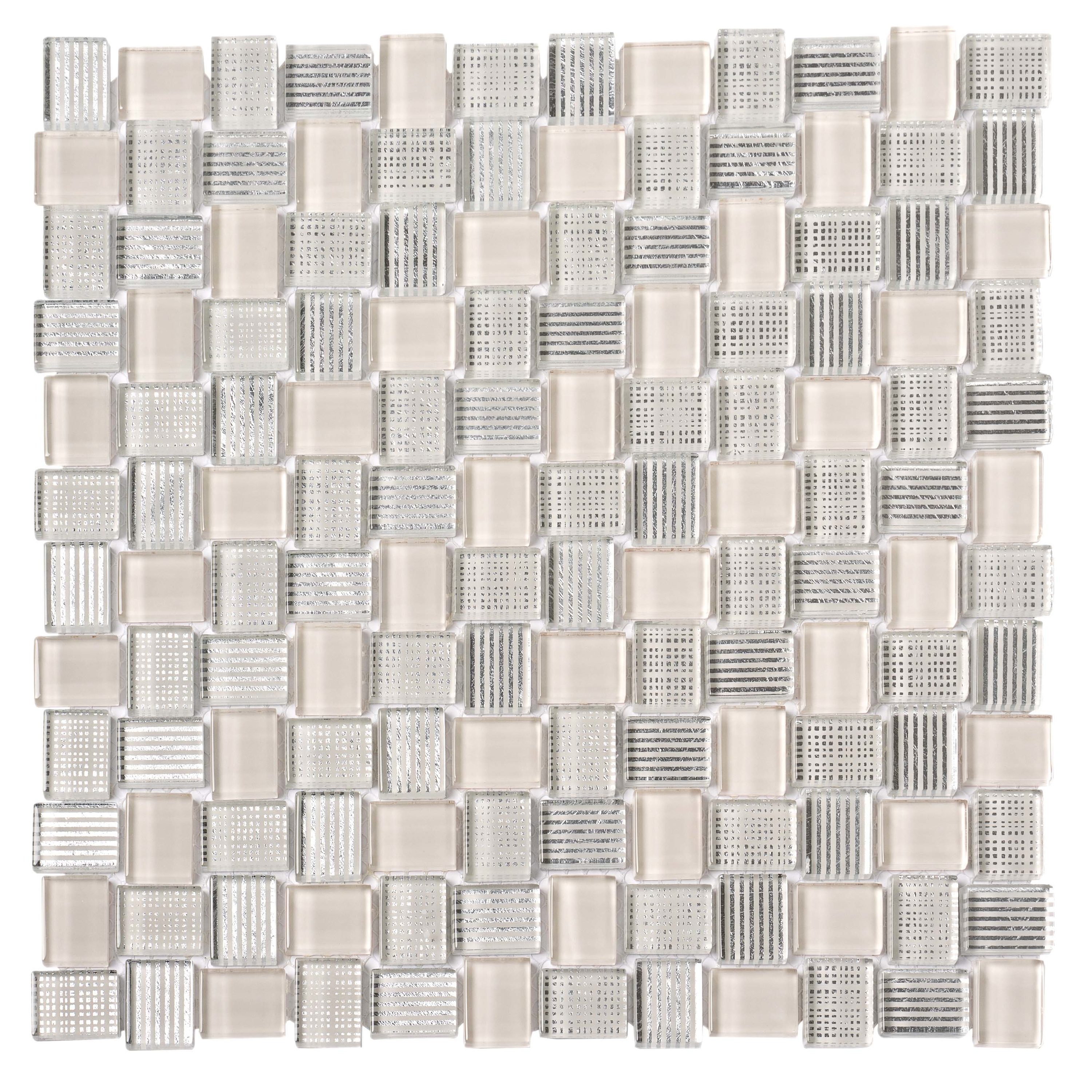 Apollo Tile APLBL8805CAASAMPLE Sample- Sparta Gray 4-in x 4-in Polished Patterned Basketweave Floor and Wall Tile