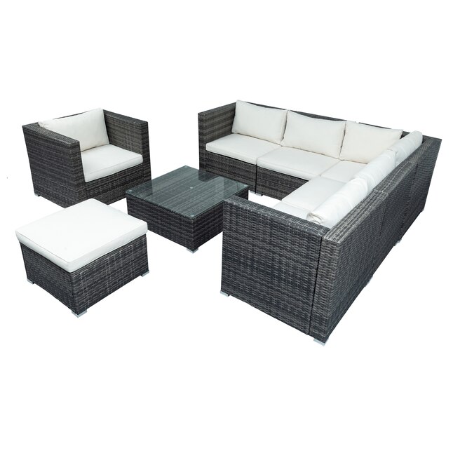 Clihome 8 Piece Patio Furniture Set Rattan Conversation With Cushions In The Sets Department At Com - Tangkula 3 Piece Patio Furniture Set Assembly Instructions