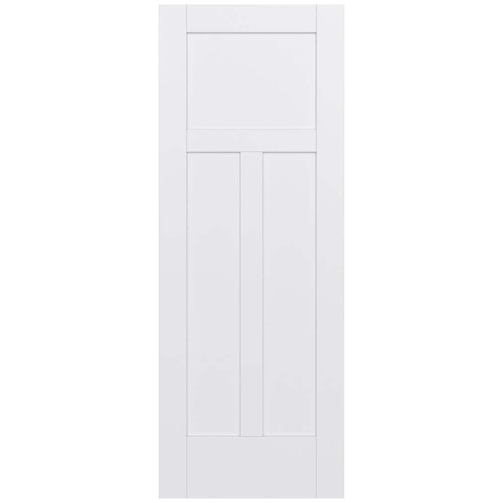 MODA Shaker 30-in x 80-in 3-panel Craftsman Smooth Solid Core Primed MDF Slab Door in White | - JELD-WEN LOWOLJW221100213