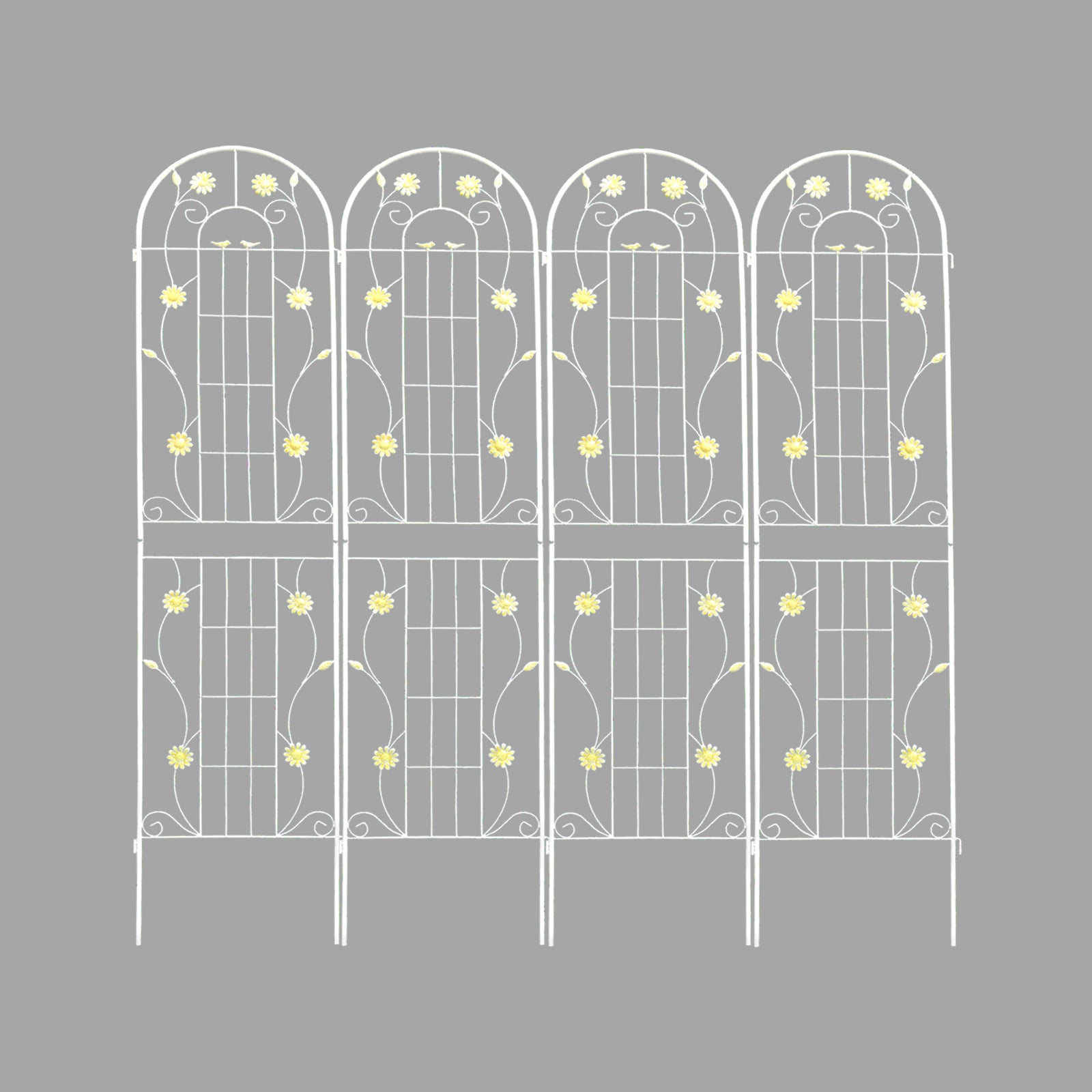 Maocao Hoom JLW6135968 4 Pack Metal Garden Trellis 19.7-in W x 86.7-in H Cream White Iron Traditional Garden Trellis For Climbing Plants For Cucumbers