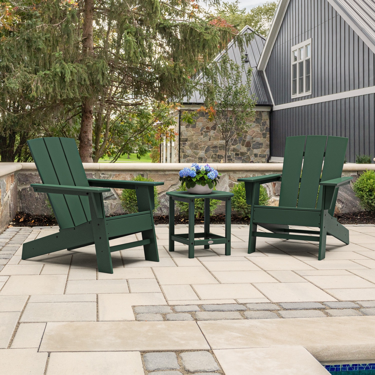 allen + roth by POLYWOOD PWS1540-1-GR Oakport 3 -Piece Patio Conversation Set
