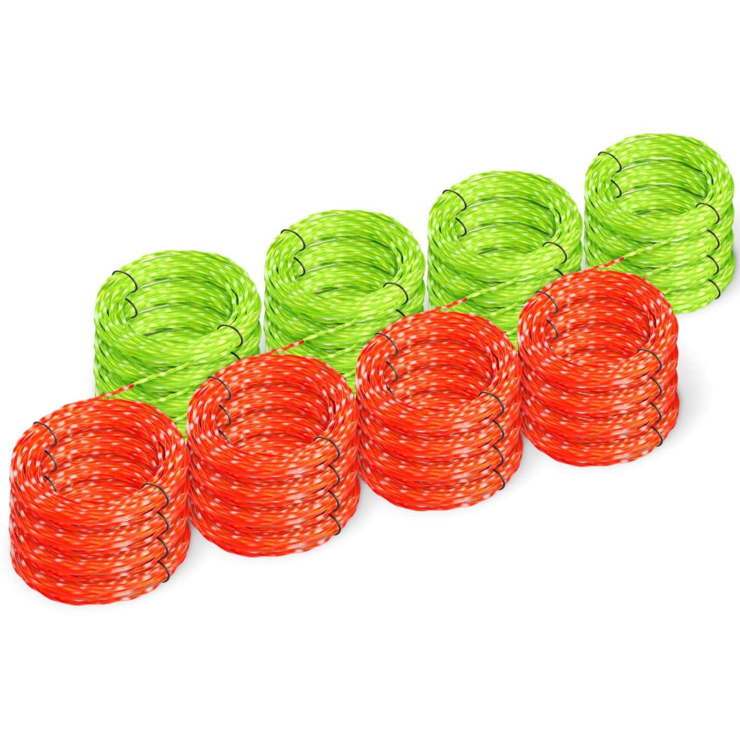 0.095in Dia 14ft L 16-Pack Dual Color Twisted Pre-Cut Trimmer Line Replacement Green Gray String Line