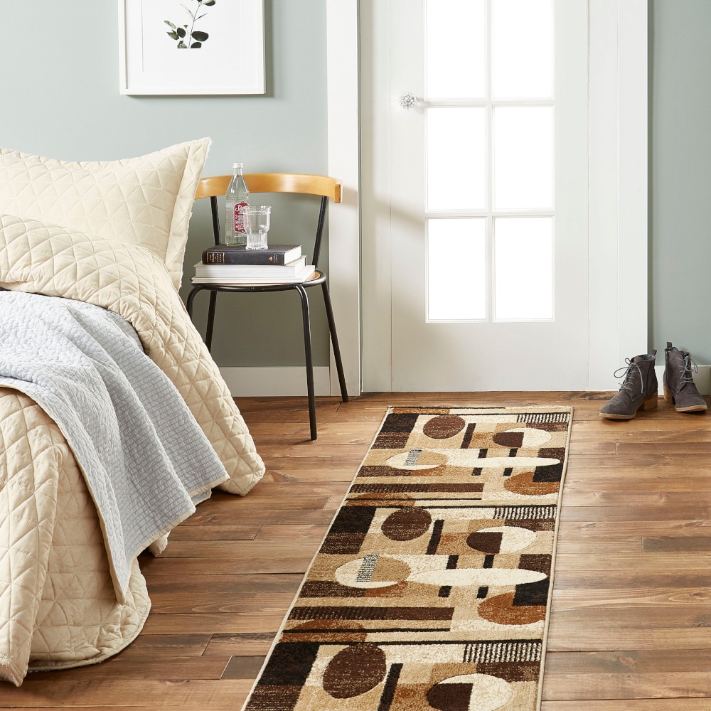 Home Dynamix Jasmine Contemporary Geometric Runner Area Rug, Brown/Beige, 1'9"x7'2"