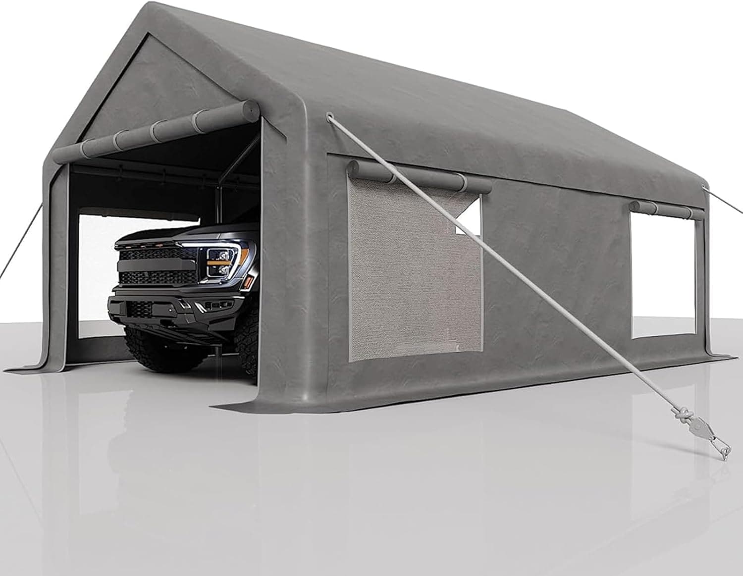 Qeetex DYQ-PHO-3356BUBT Heavy-Duty Carport Canopy with Roll-Up Windows  Doors  Waterproof Garage Tent Shelter for Cars  Trucks  Boats  180G Durable Tarp Cover