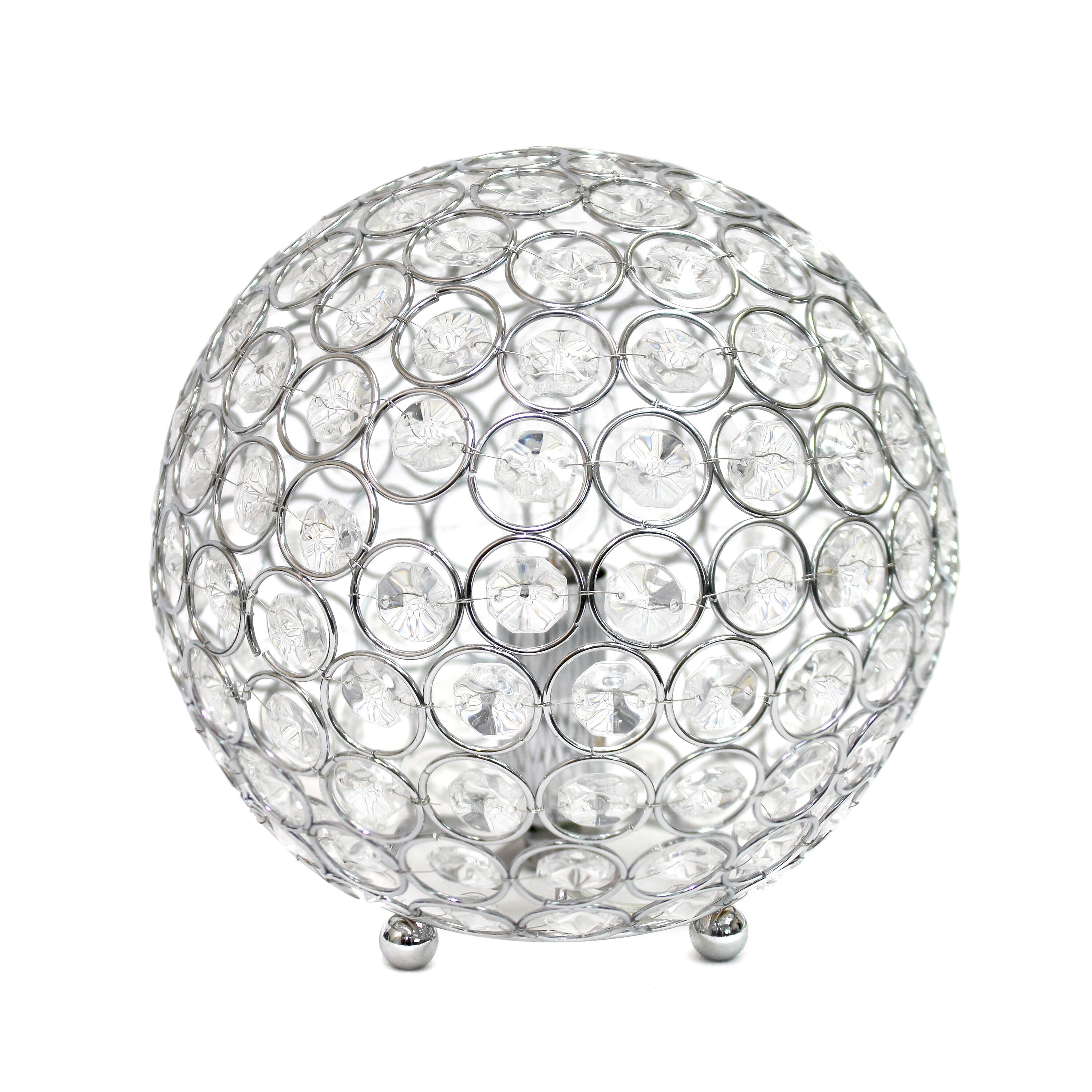 Lalia Home LHT-3009-CH Elipse 8-in Chrome Rotary socket Table Lamp with Crystal Shade