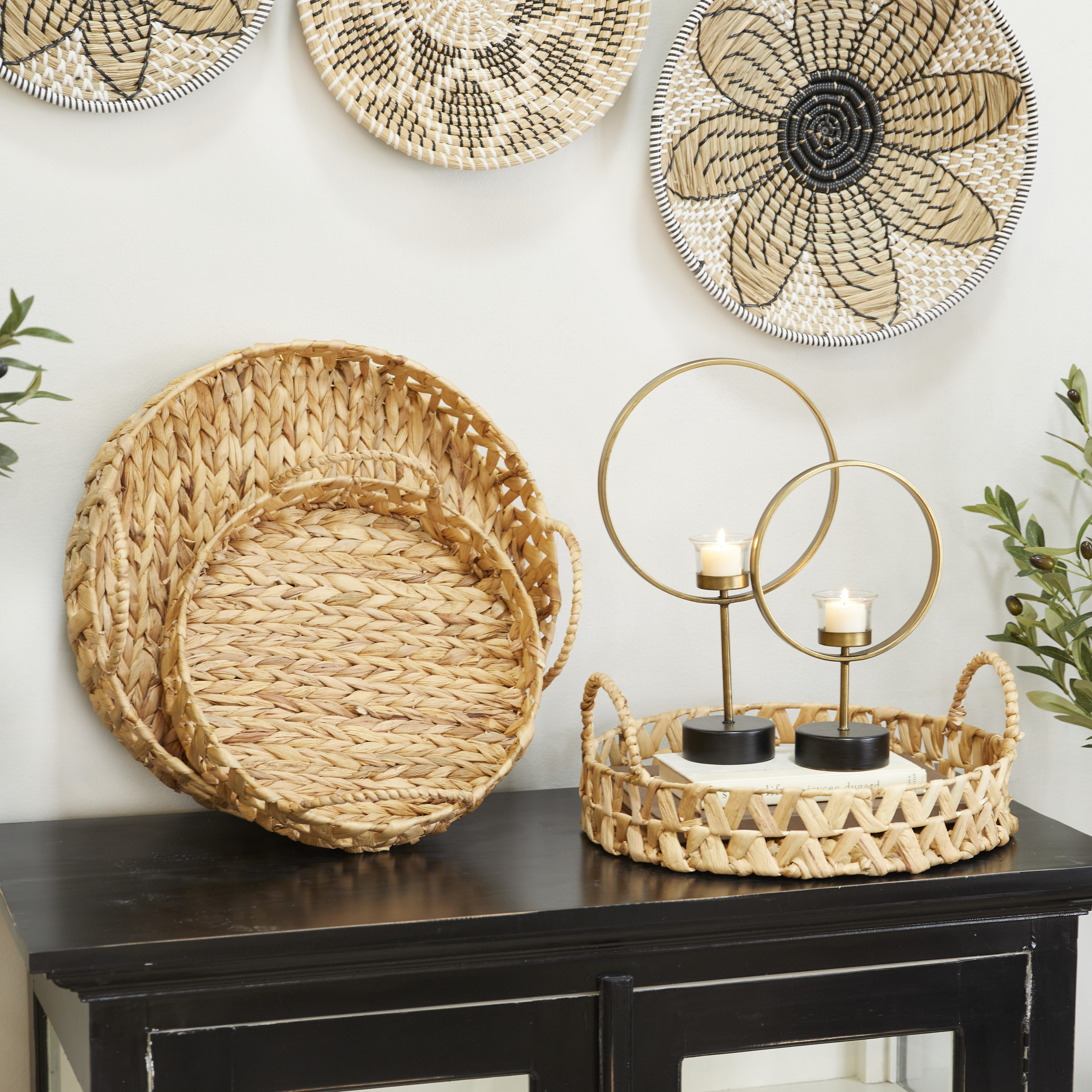Grayson Lane 85558 3 -Pack Brown Seagrass Coastal Decorative tray