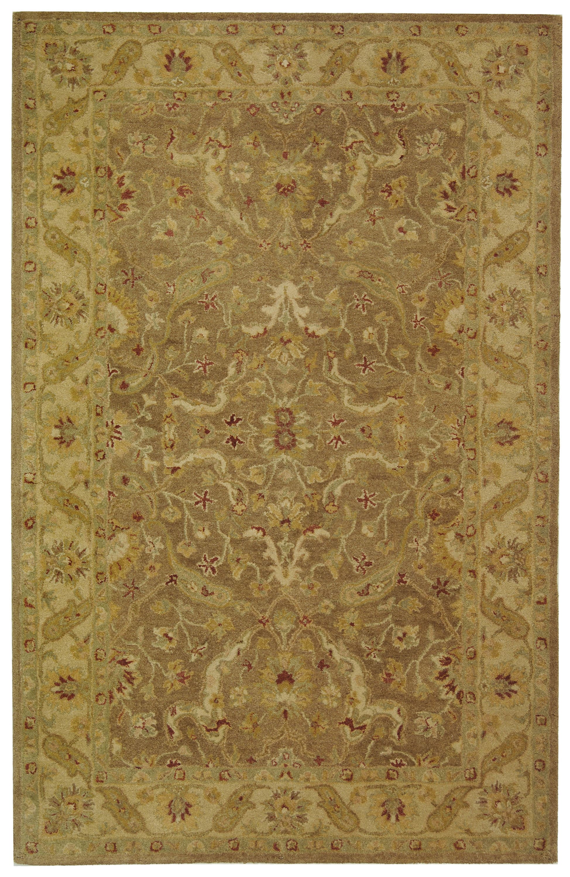 Safavieh AT311A-6 Antiquity Behha 6 x 9 (ft) Tufted Wool Brown/Gold Rectangular Indoor Floral/Botanical Vintage Area rug