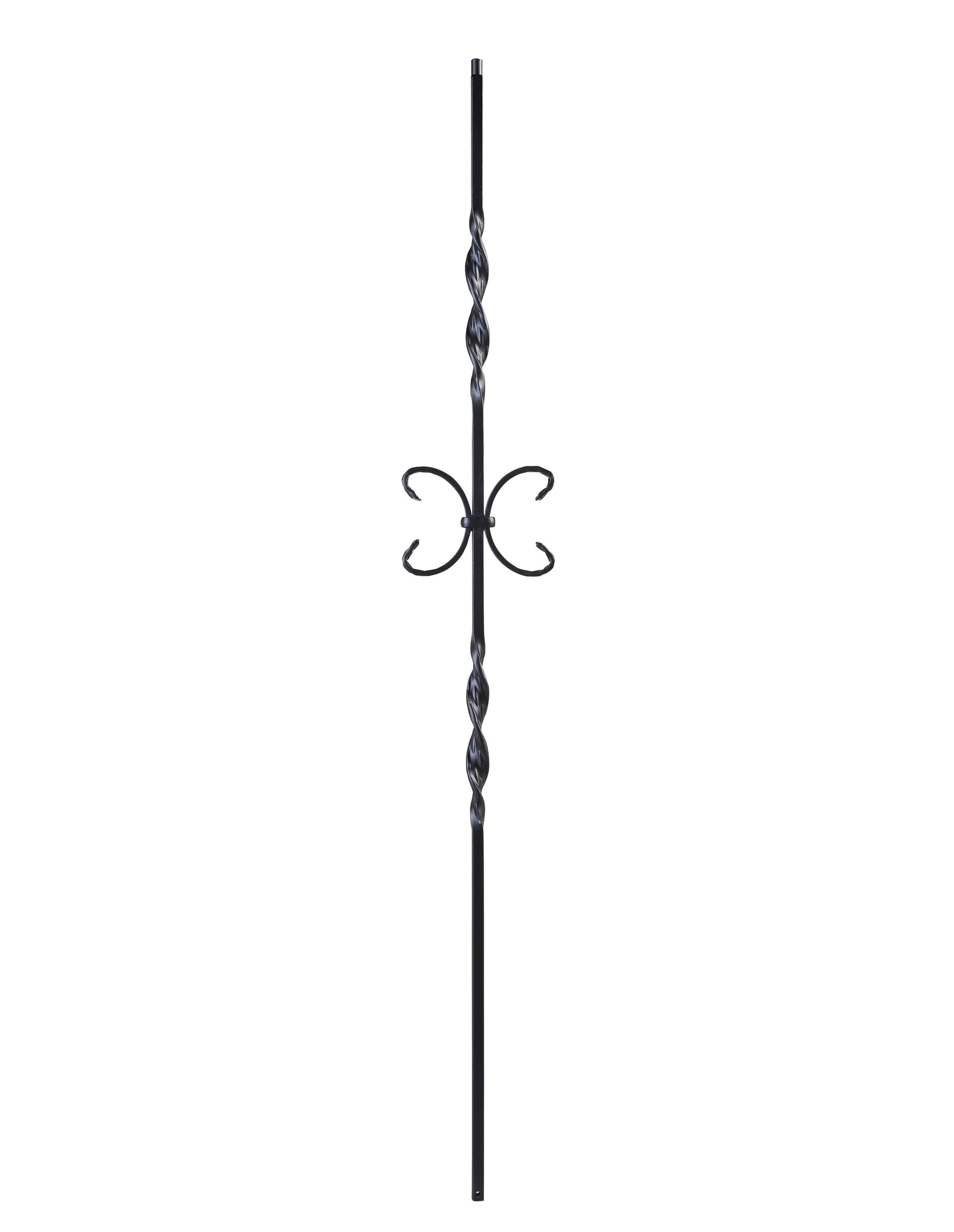 Crown Heritage 4583331FB44 44-in x 5.785-in Satin Black Wrought Iron Pin Top Scroll Stair Baluster