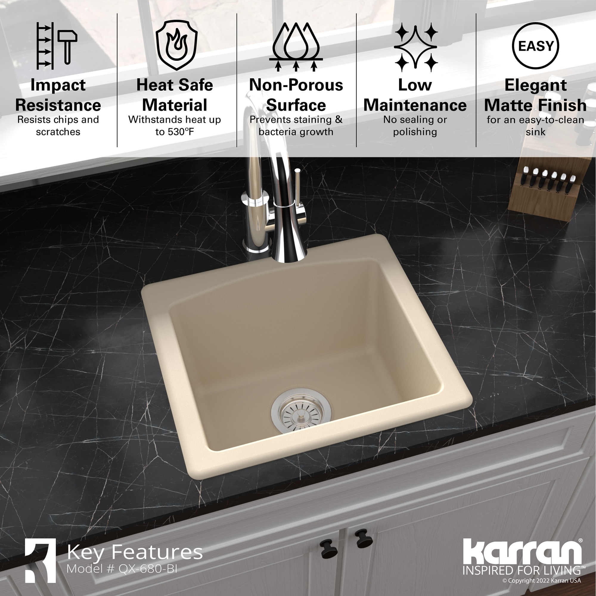 Karran QBSBI 3-1/2 in. Kitchen Sink Basket Strainer in Bisque