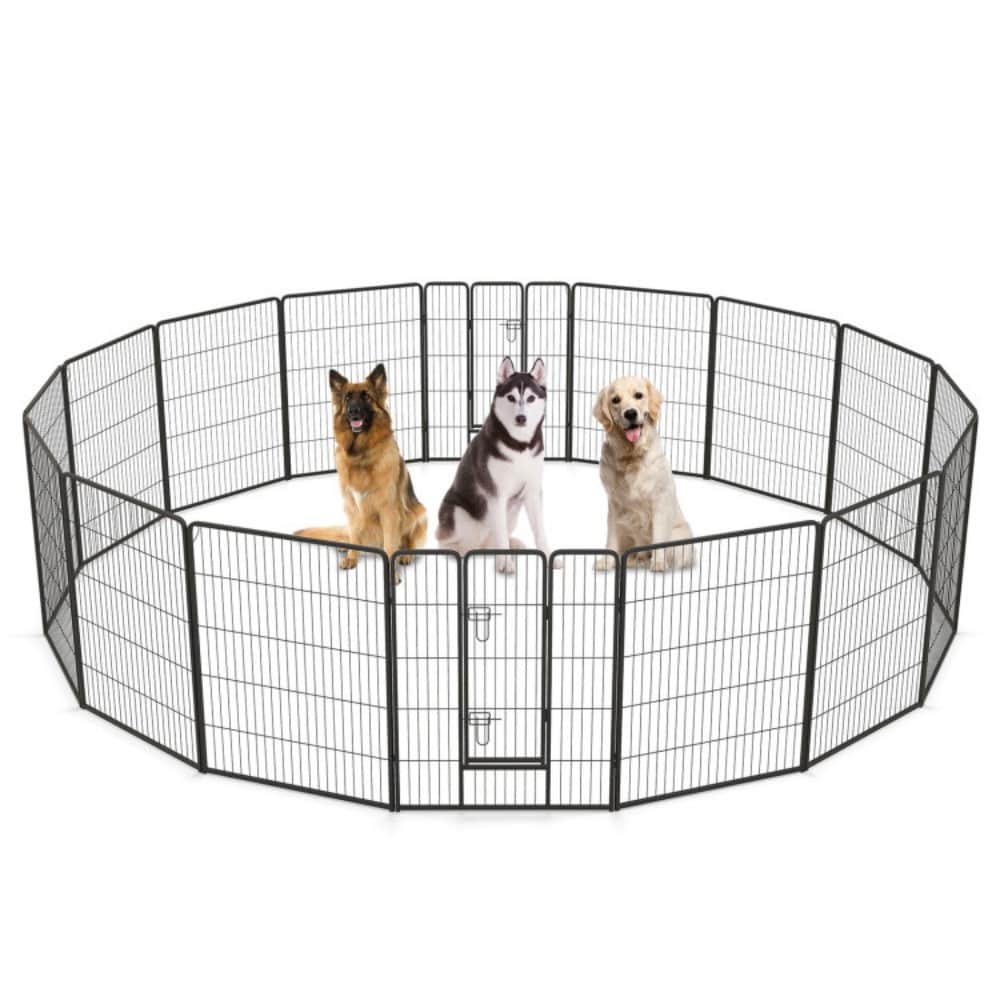 SUGIFT 16-Panel 40-in Height Locking Door Pet Exercise Fence Dog Playpen