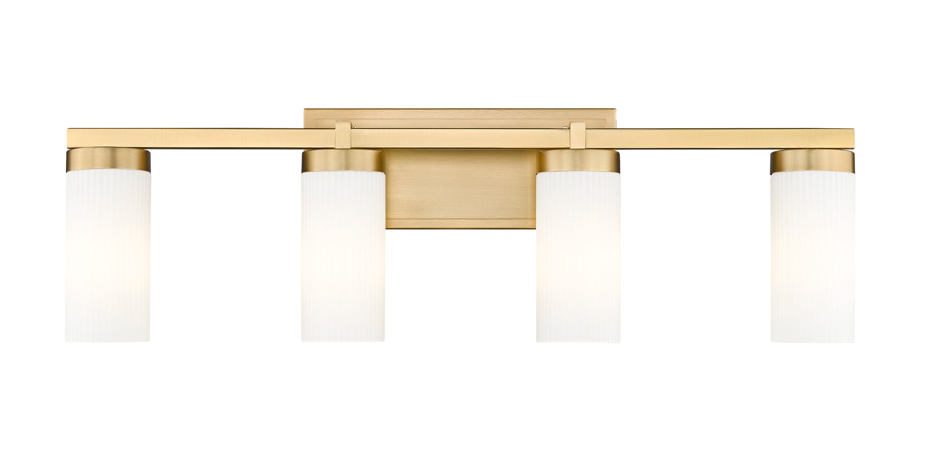 Modern Gold Vanity Light with Frosted White Glass Shades