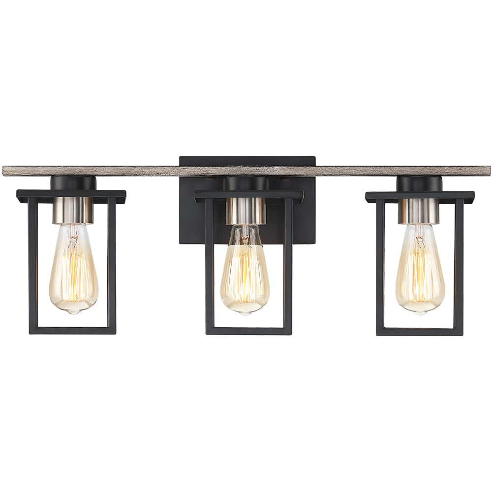 True Fine 24.4-in 3-Light Matte Black LED Farmhouse Vanity Light ...