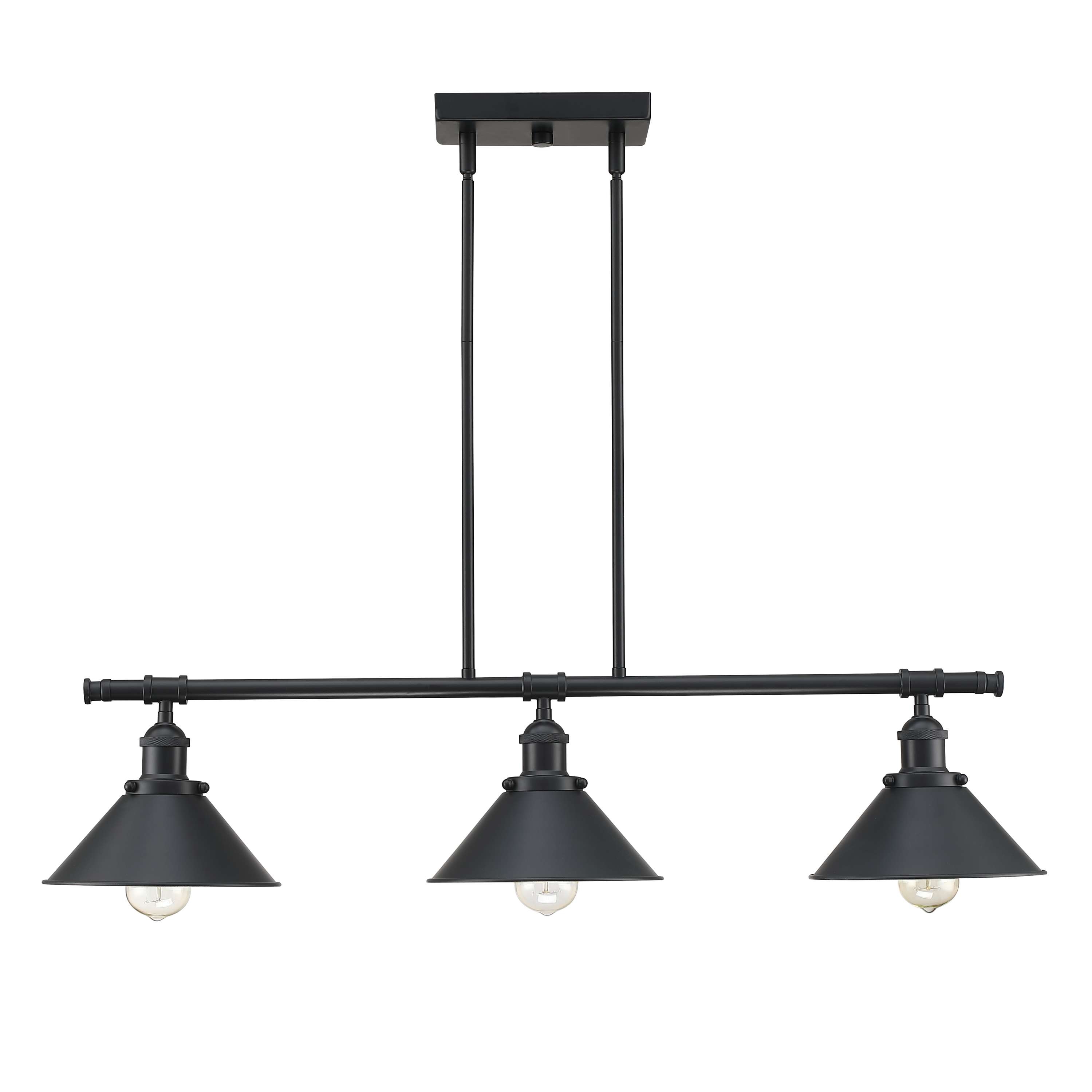 Hukoro FSL01962 Island Pendant 3 -Light Matte Black Industrial Cone Medium Hanging Kitchen island light