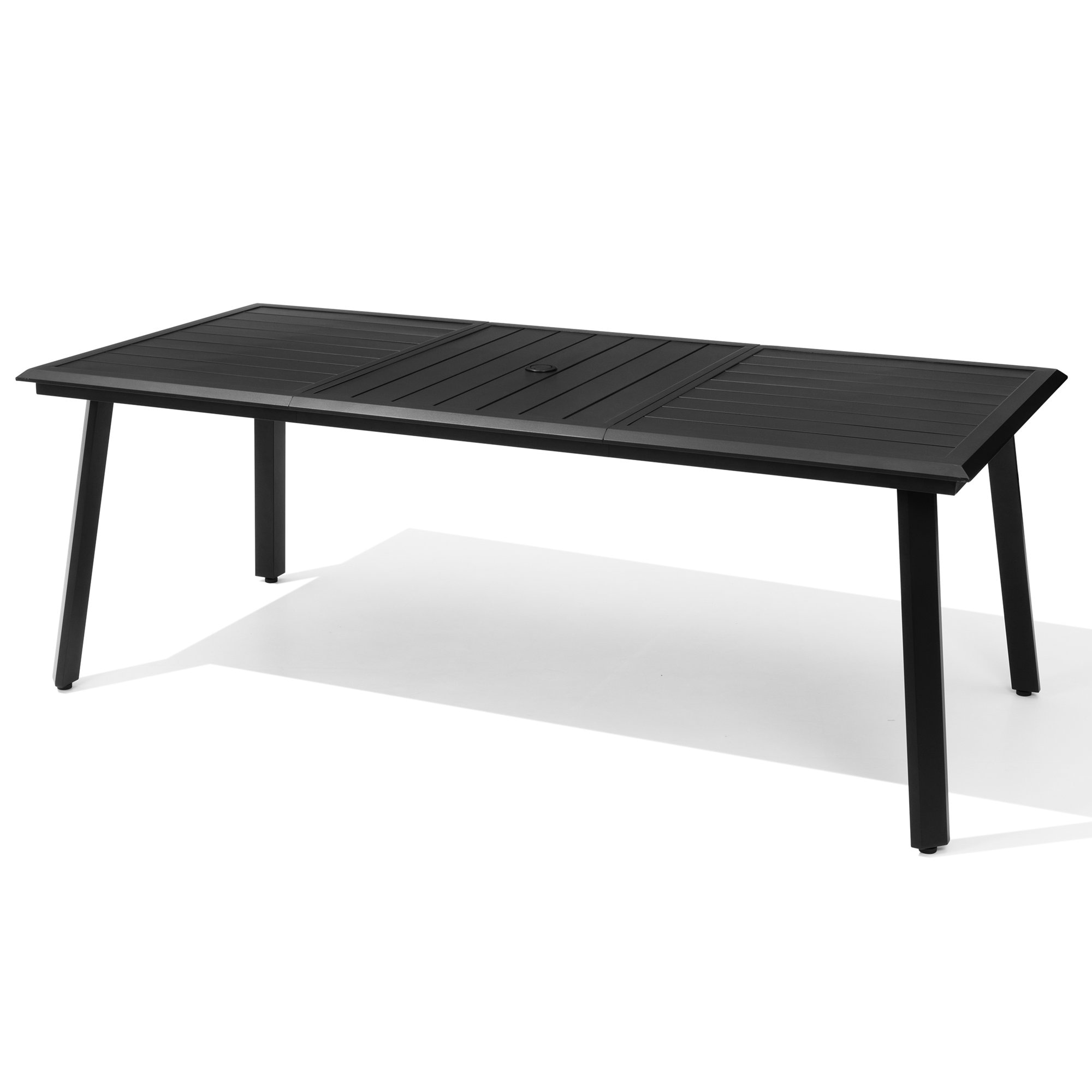 Crestlive Products CL-TB055BLK Patio table Rectangle Outdoor Dining Table 37.99-in W x 82.68-in L with Umbrella Hole