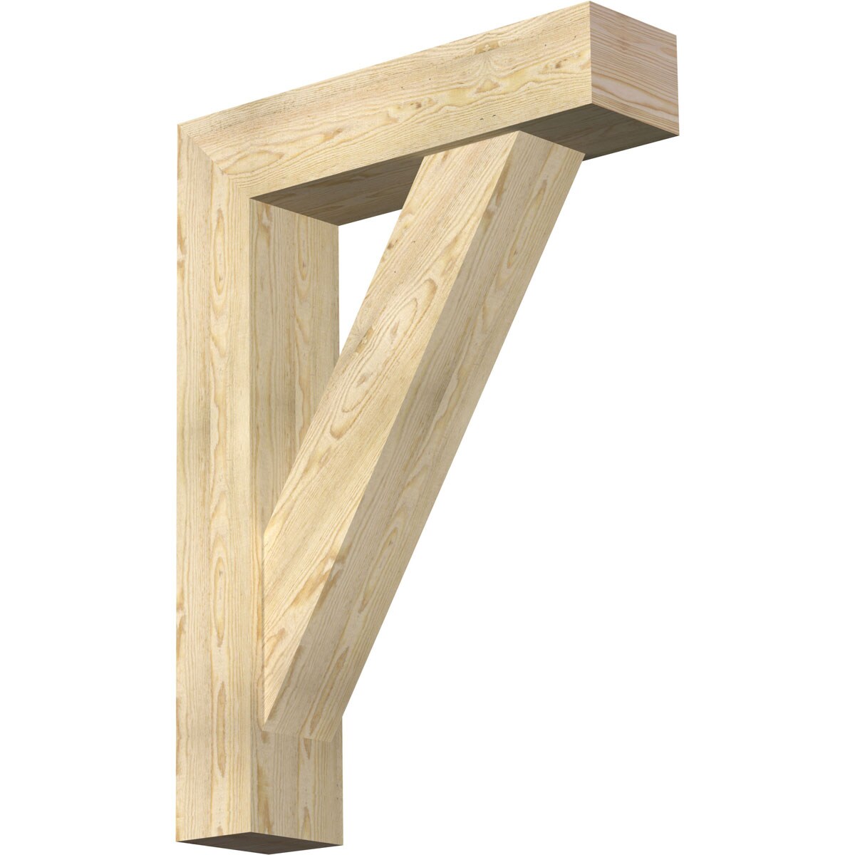 Ekena Millwork 1464992 Traditional Block Rough Sawn Bracket with Offset Brace 8-in x 32-in x 44-in Douglas fir Brown Wood Standard bracket