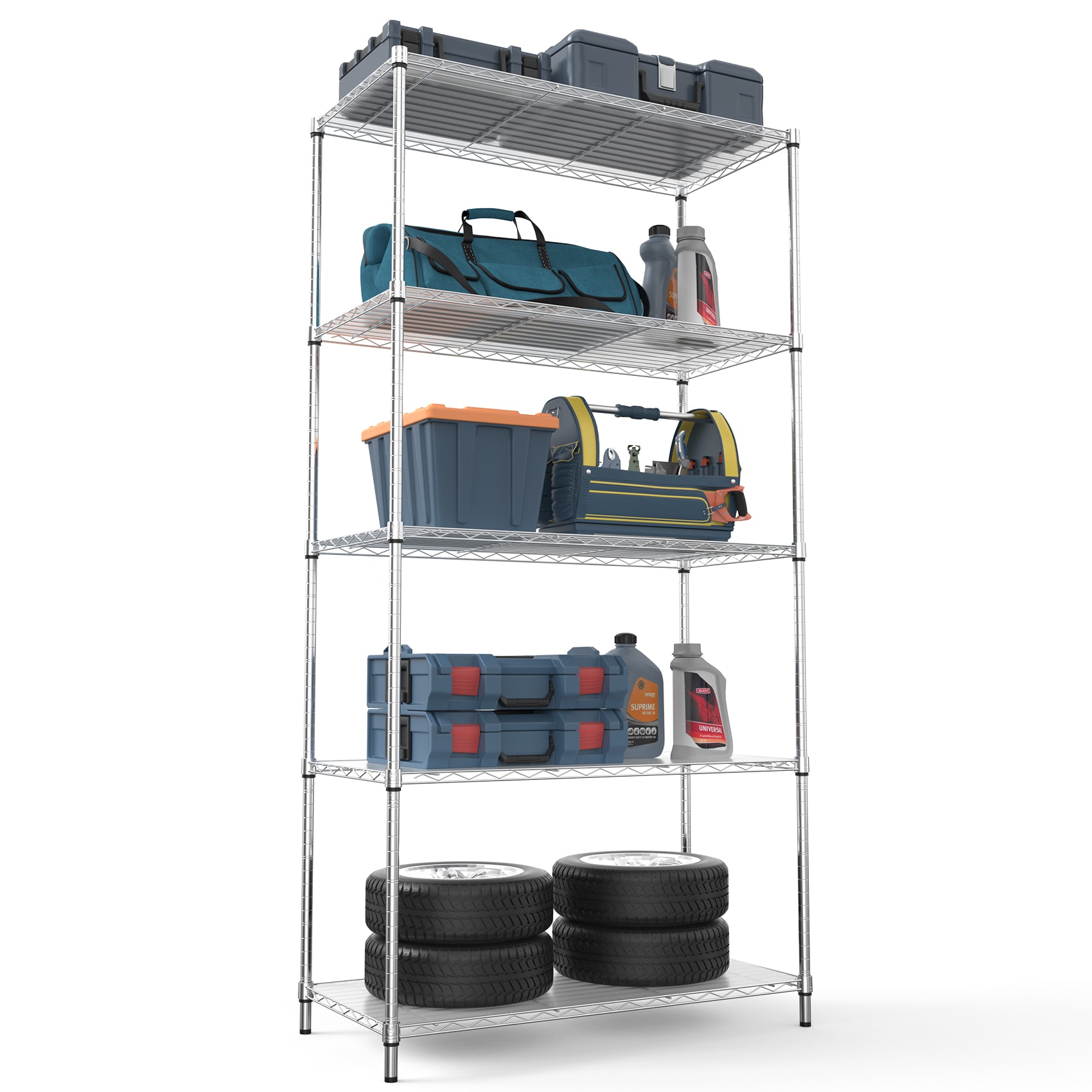 ToolCat NGG30-28-DSG 5 -Tier Heavy Duty Chrome Iron Utility shelving unit ( 36-in W x 16-in D x 72-in H )