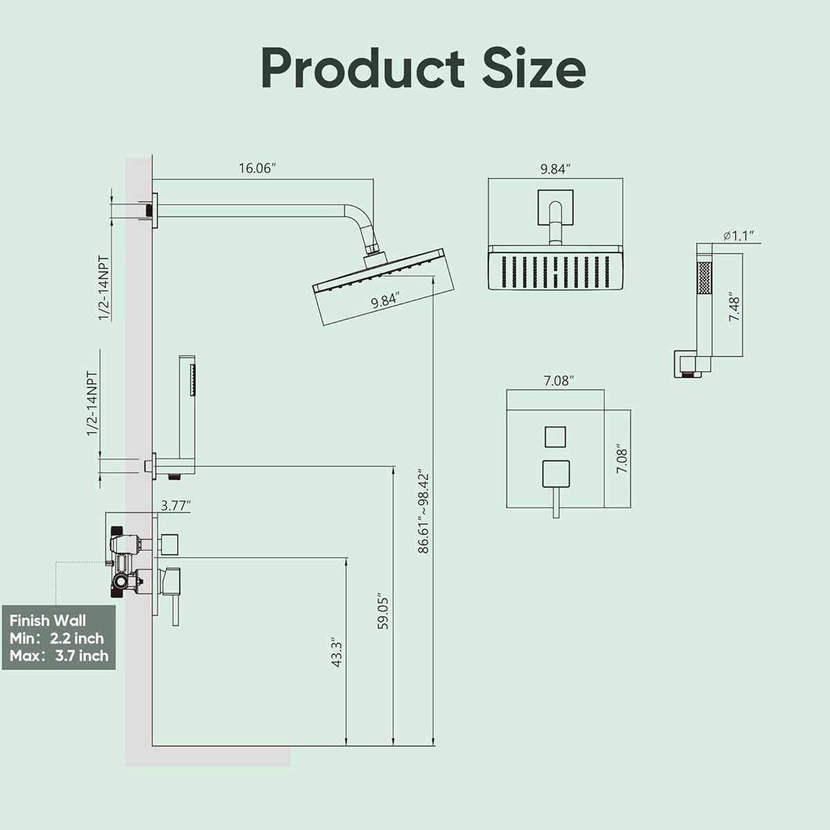 Aoibox IT85S002 Fixed-Showerhead - View #7