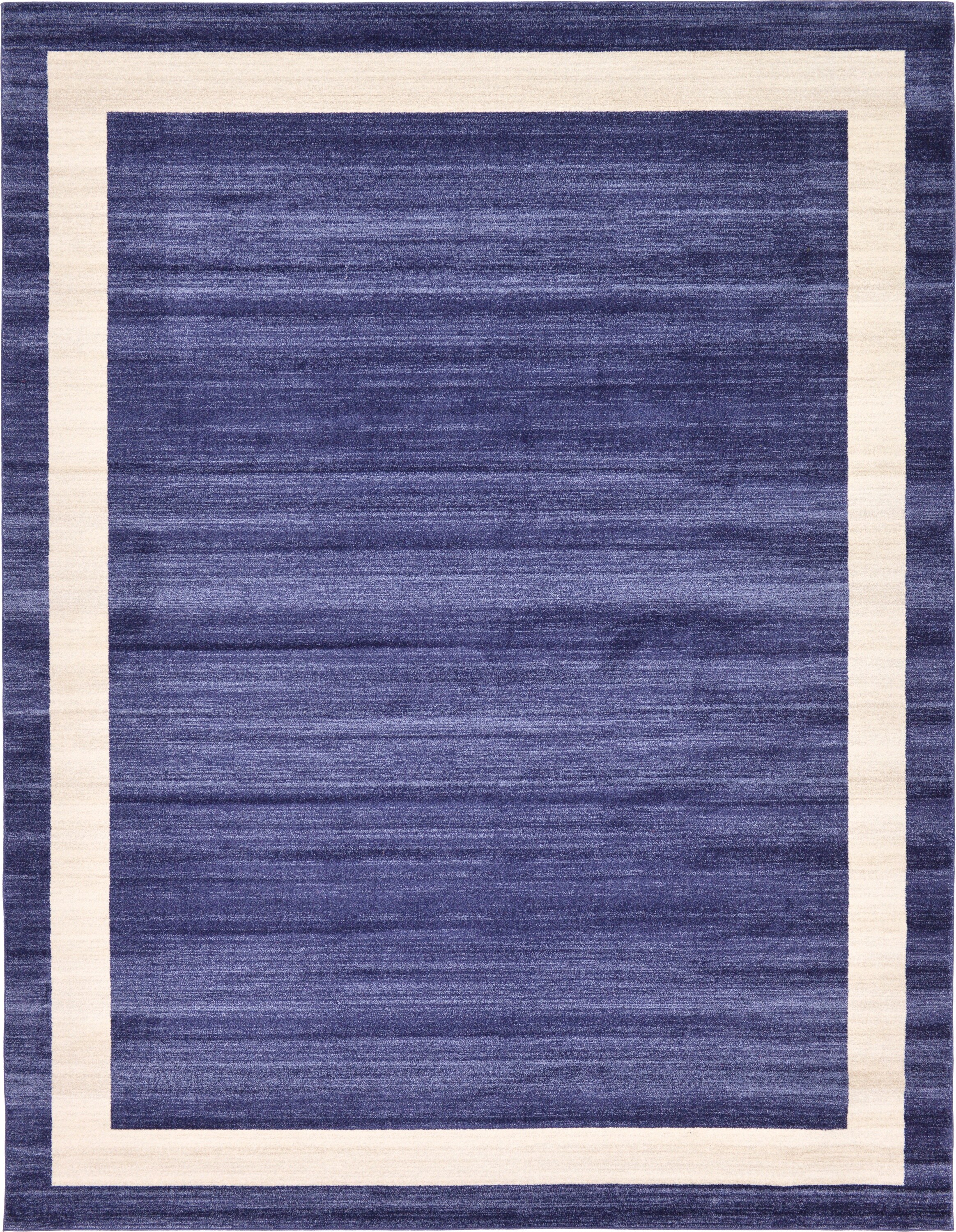Unique Loom 3127272 Maria Del Mar 10 x 13 (ft) Loomed Polypropylene Navy Blue/Ivory Rectangular Indoor Border Industrial Area rug
