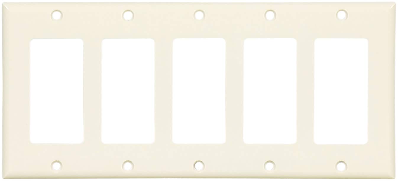 Eaton 2165LA-BOX 5 -Gang Light almond Plastic Decorator Wall Plate