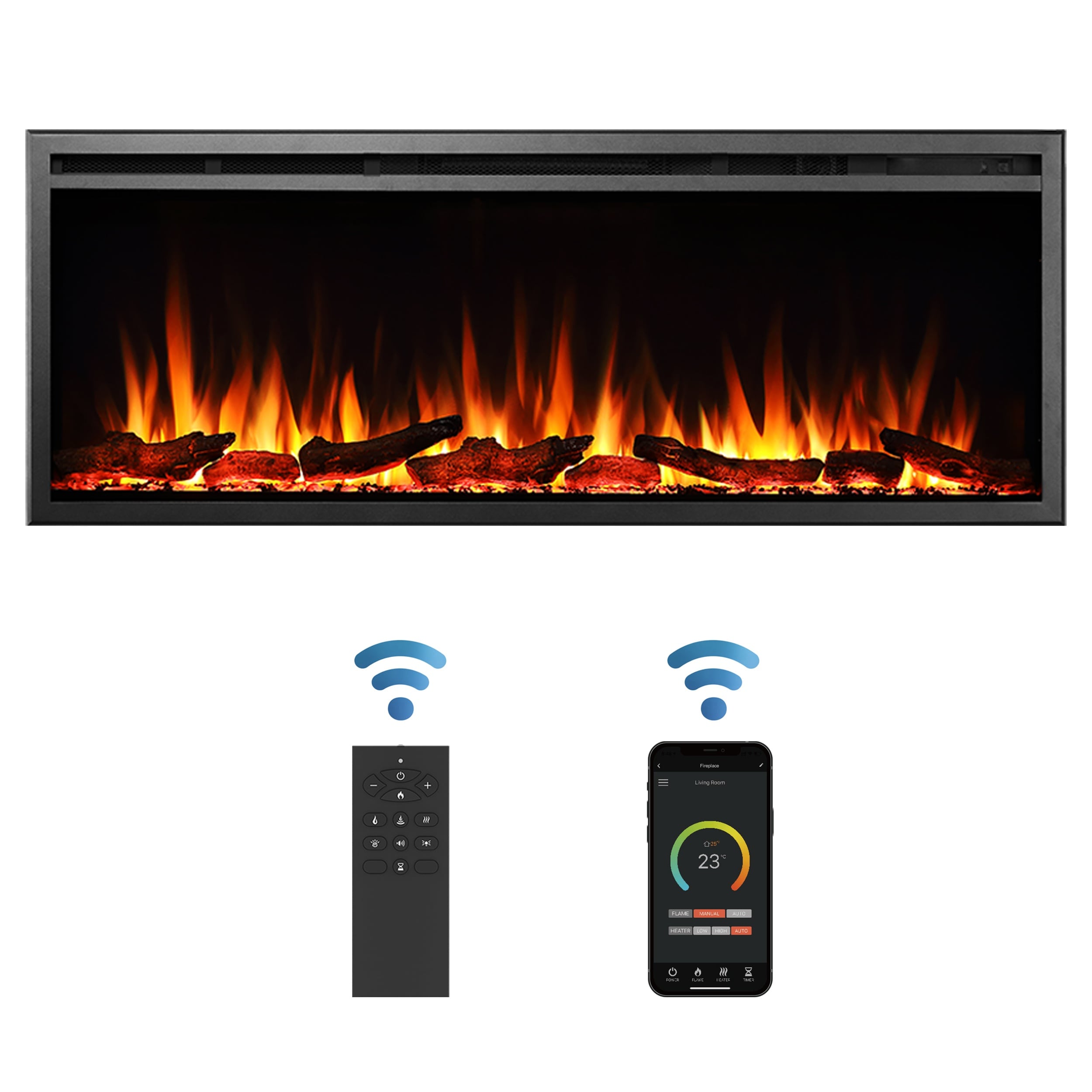 EdenDirect 50-in W x 18.9-in H Black Electric Fireplace Insert #ALEF287A