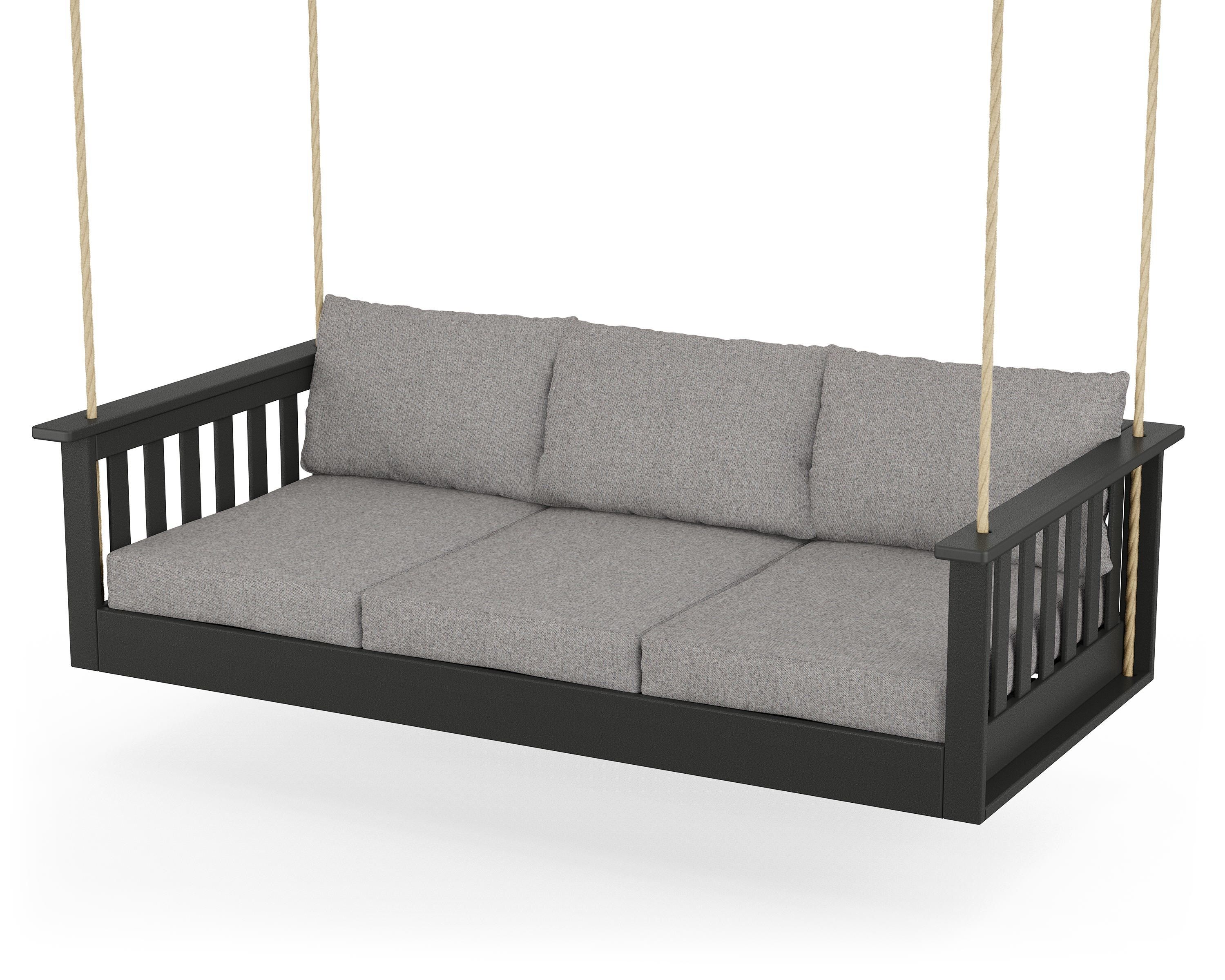 POLYWOOD GNSB3775BL-145980 Vineyard 2 -person Black / Grey Mist HDPE Outdoor Swing