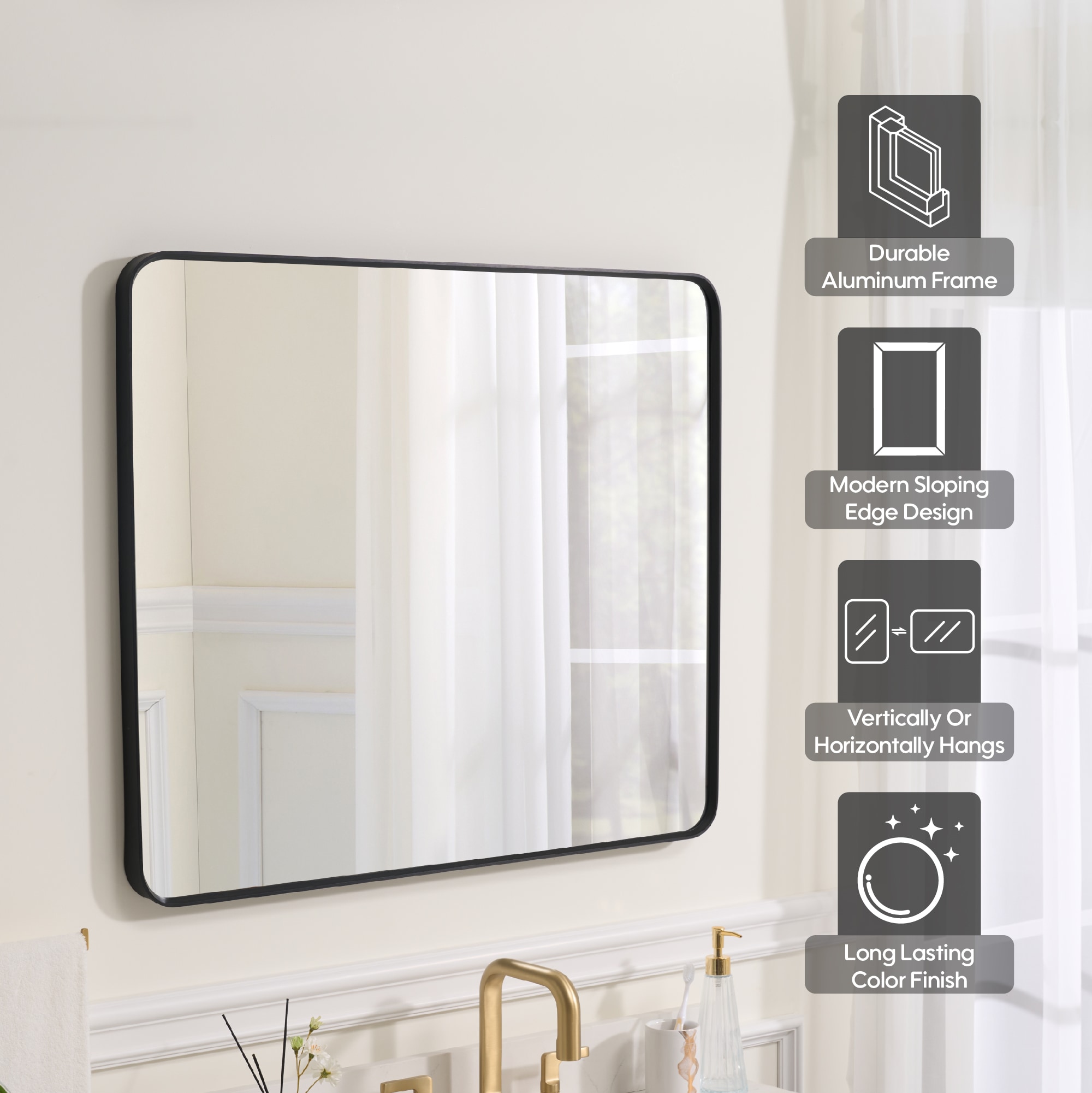 WELLFOR YAH-MSL32 Framed-Bath-Mirrors - View #3