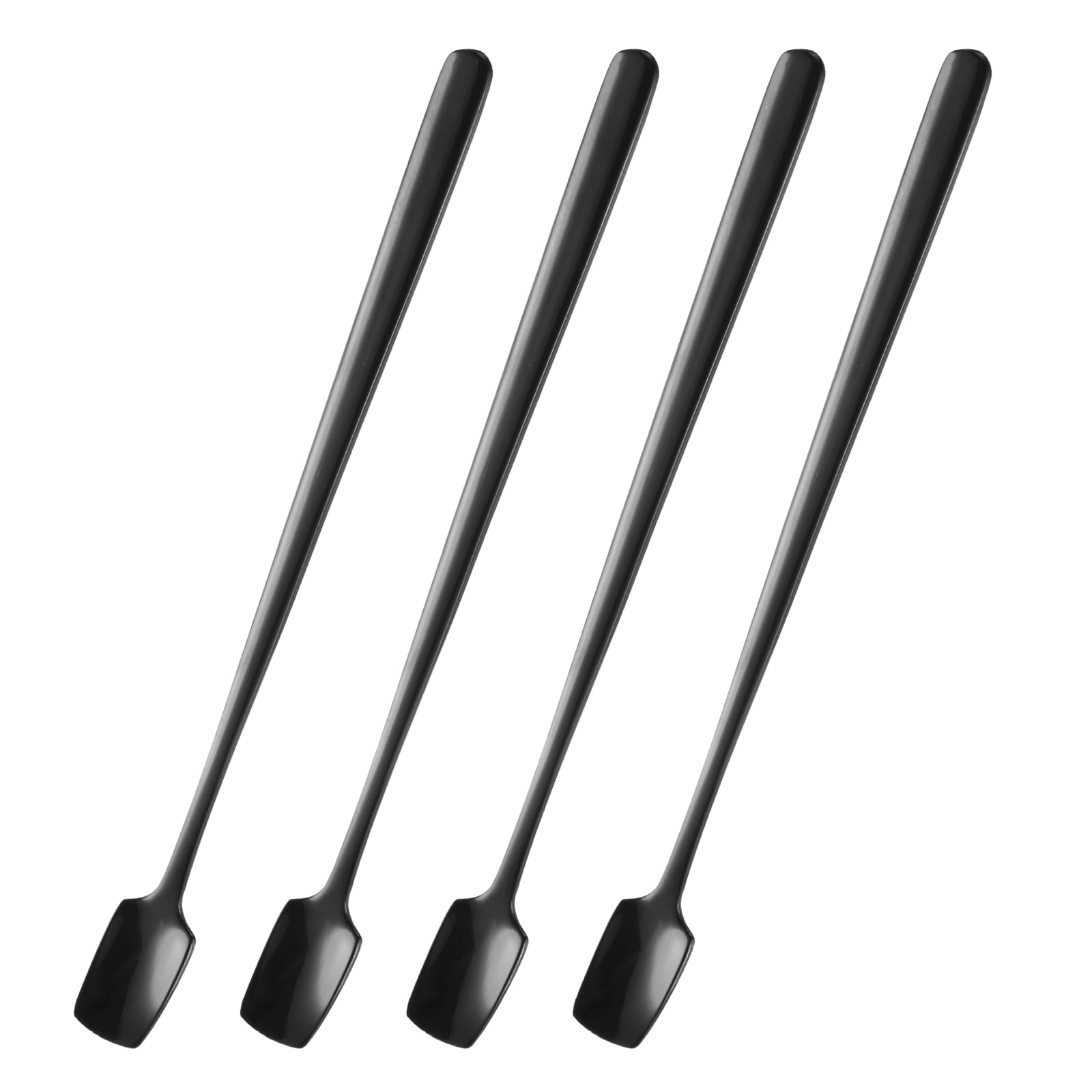 Unique Bargains 4pcs Square Espresso Spoons 6.9 Inches 18/8 Stainless Steel Small Square Coffee Spoon Long Handle Tea Spoons for Tea Coffee Stirring Dessert Ice Cream Sugar Cake Black
