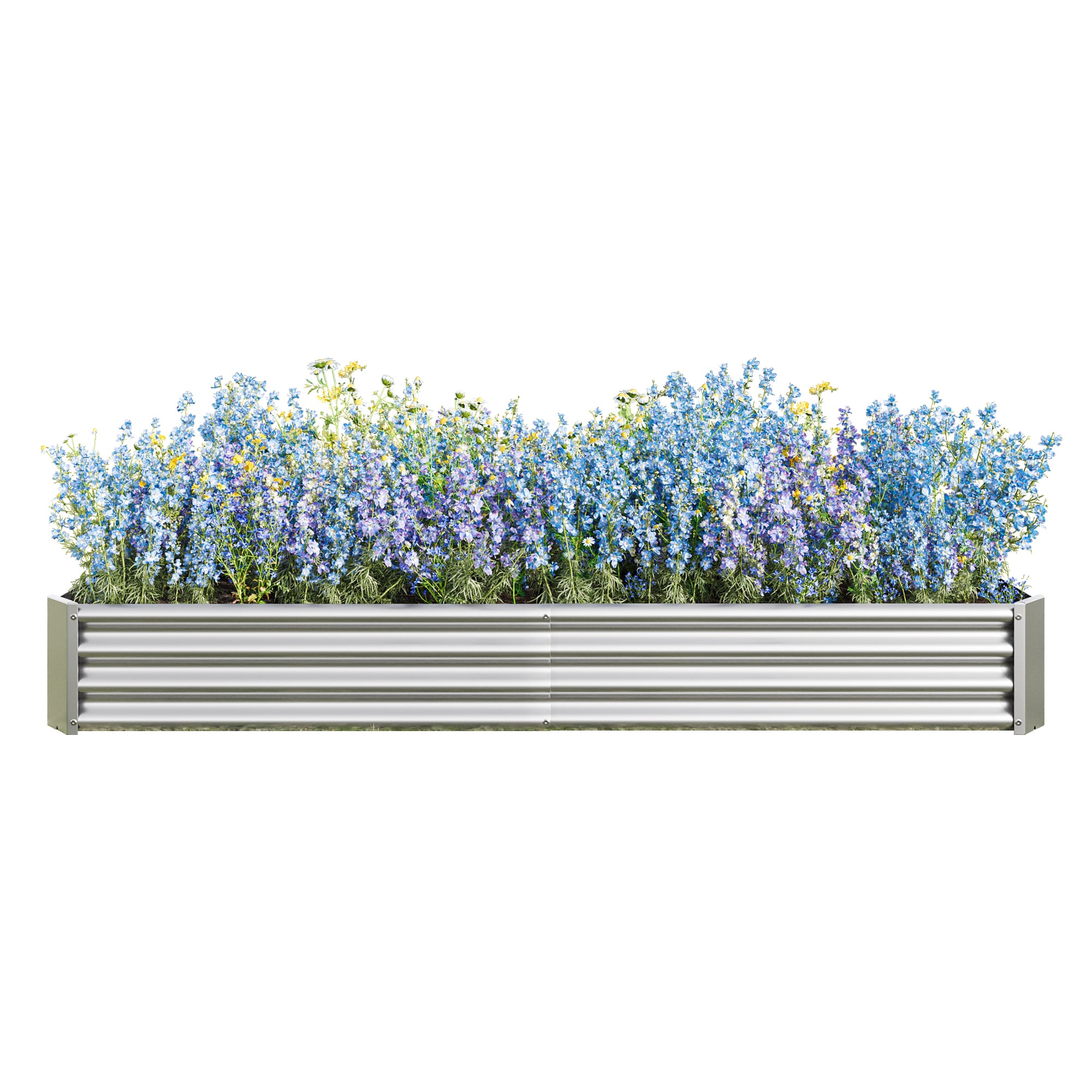 Flynama J-V-90998 44.69-in W x 91.34-in L x 11.81-in H Silver Metal Raised Garden Bed