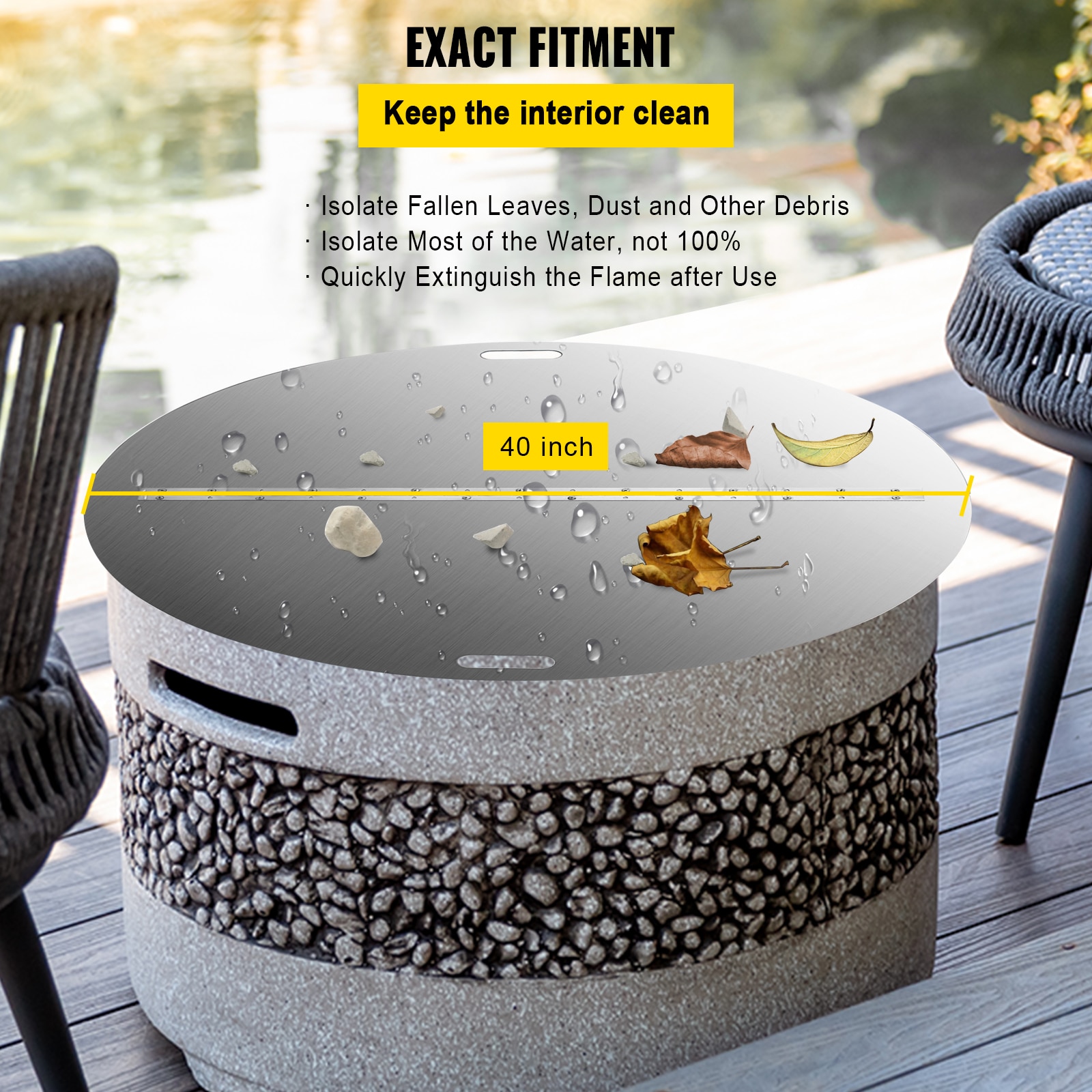 40'' Round Foldable Stainless Steel Fire Pit Lid