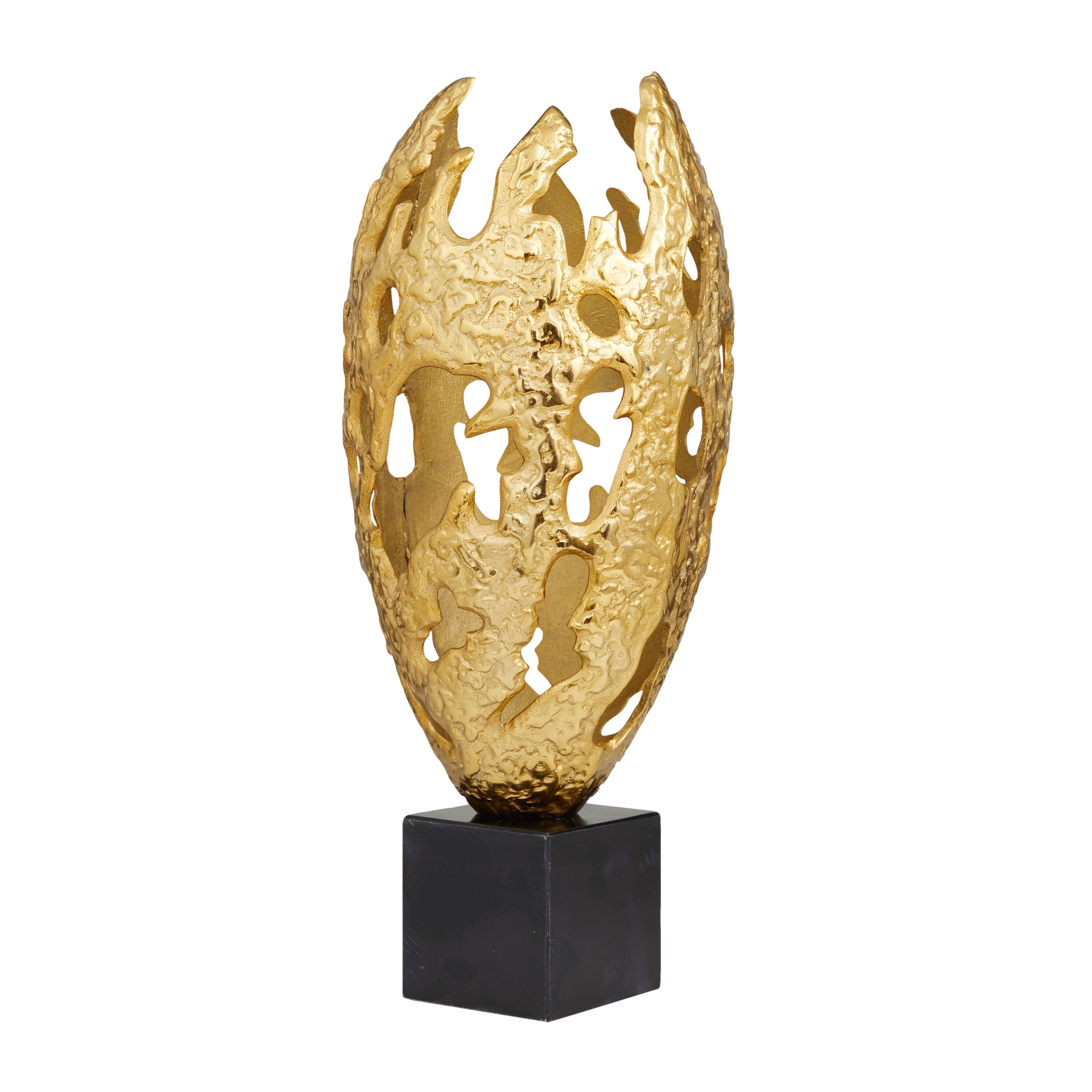 Gold Medium Aluminum Oval Contemporary Tabletop Statue