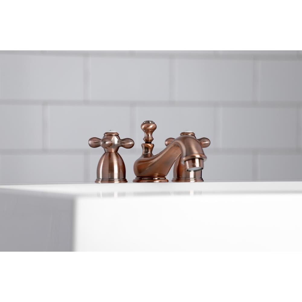 Kingston Brass Restoration Antique Copper 8-in widespread 2-handle Bathroom  Sink Faucet with Drain (0.69-in) in the Bathroom Sink Faucets department at