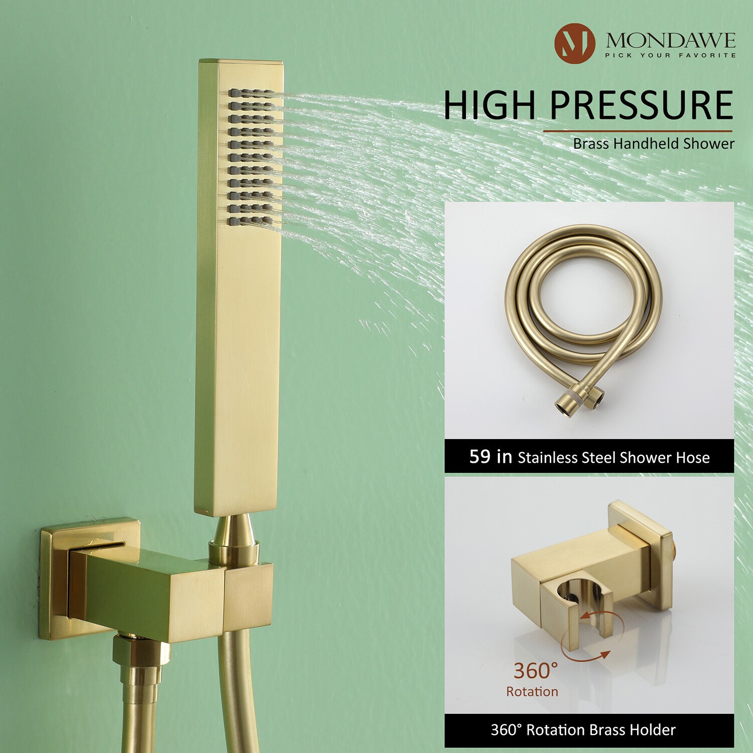 Mondawe WF6640-10BG Showerhead-Bar-Panels - View #4