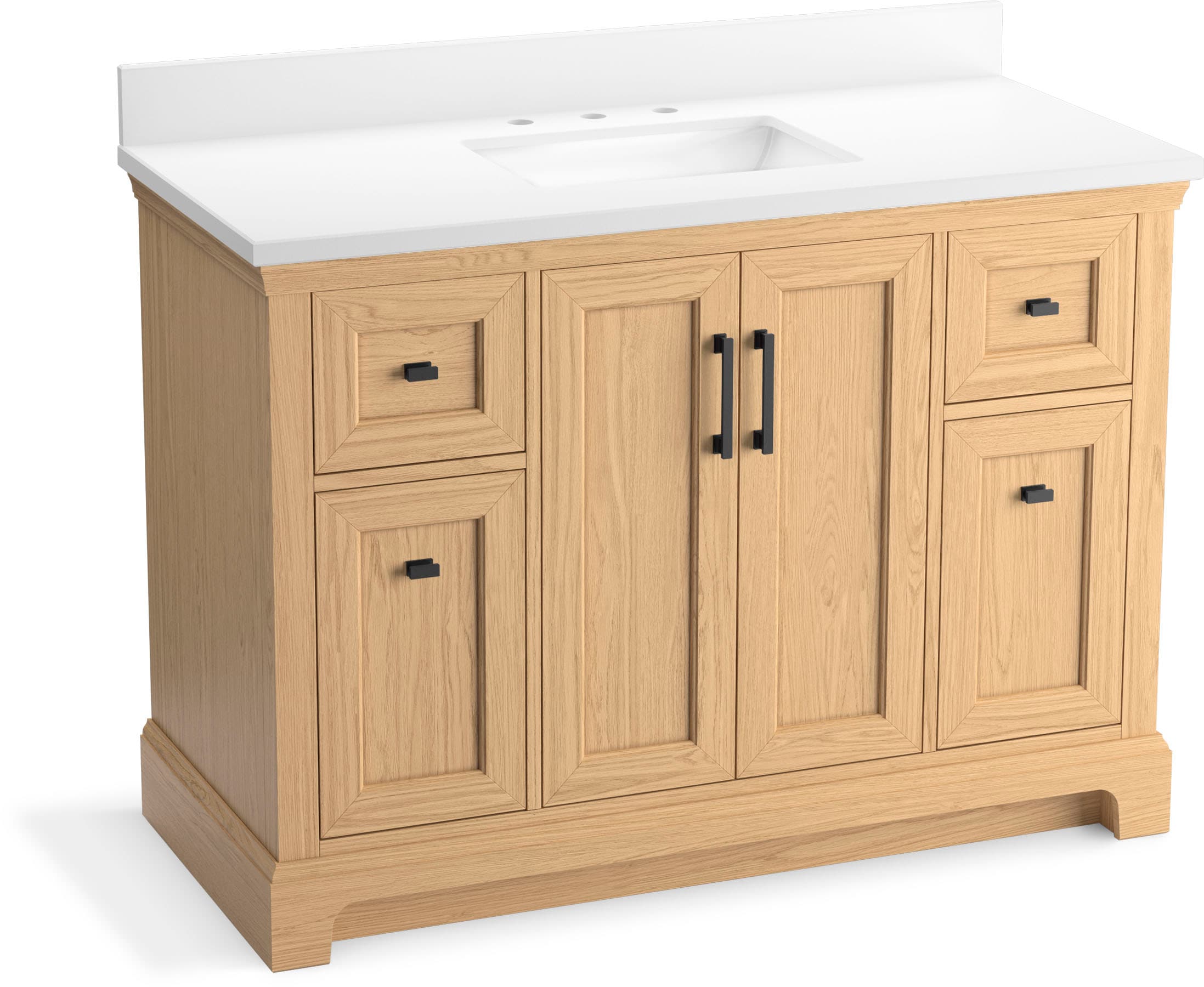 KOHLER 29262-BD1-WEK Charlemont 48-in Light Oak Undermount Single Sink Bathroom Vanity with Pure White Quartz Top
