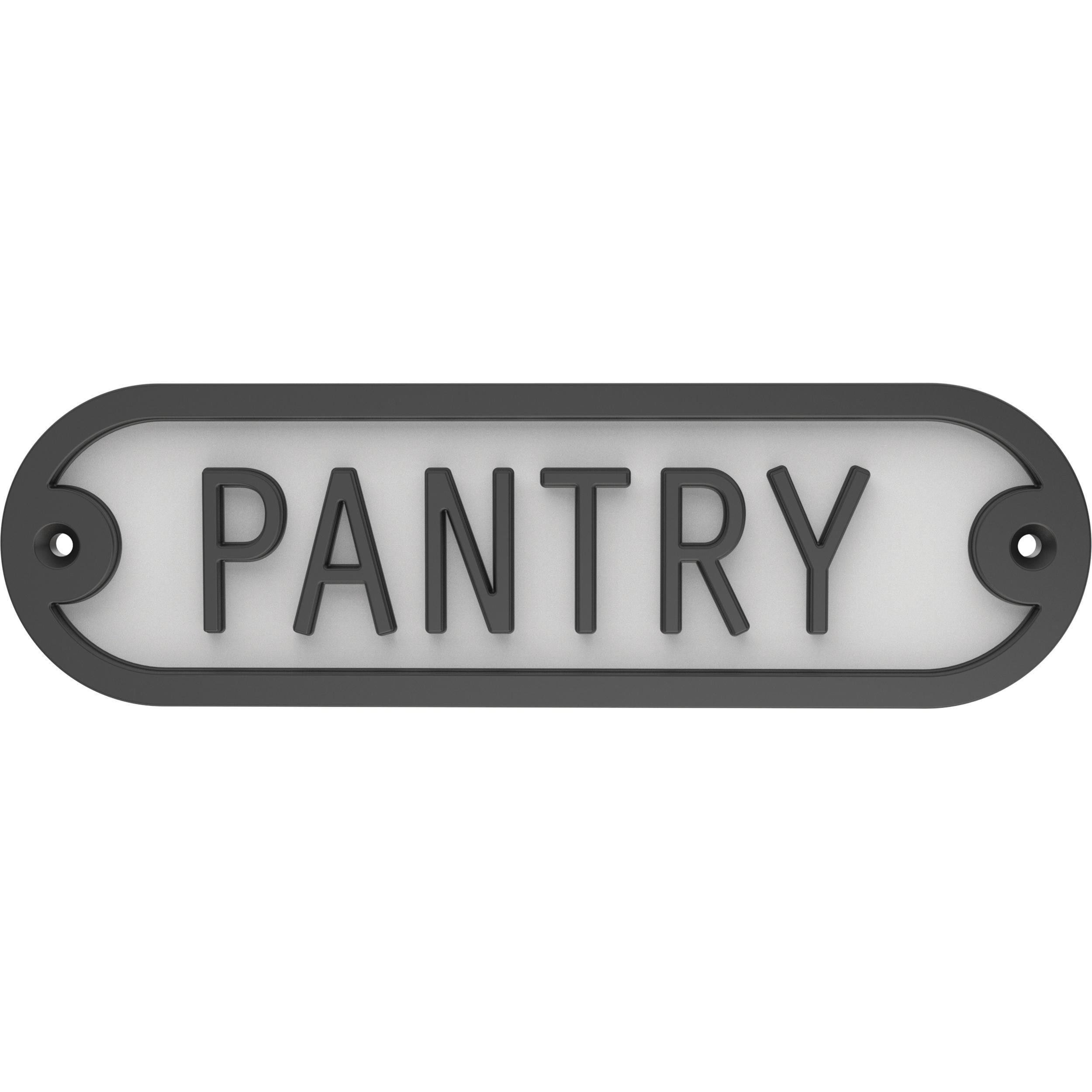 Franklin Brass HHIDPP-MB-U Pantry Door Sign Matte Black 2.2-in H x 7.4-in W Modern Metal Sign