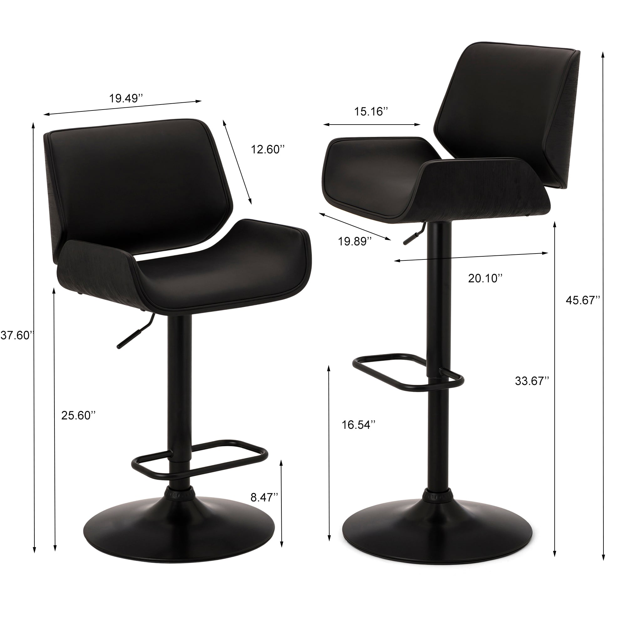 Glitzhome Set Of 2 33.75-in H Tall Upholstered Swivel Metal Bar Stool ...