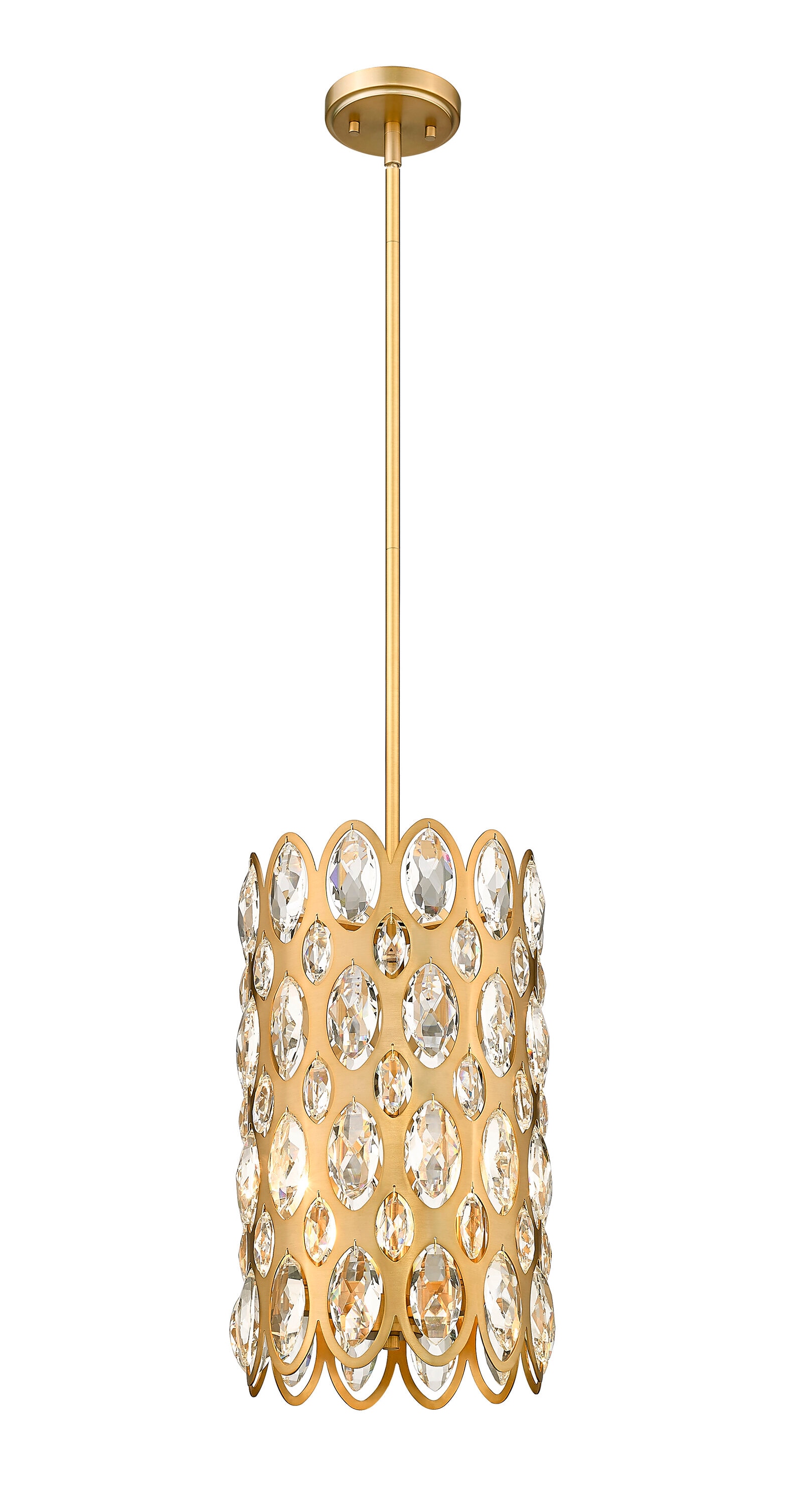 Heirloom Brass and Crystal 3-Light Drum Pendant for Indoor/Outdoor