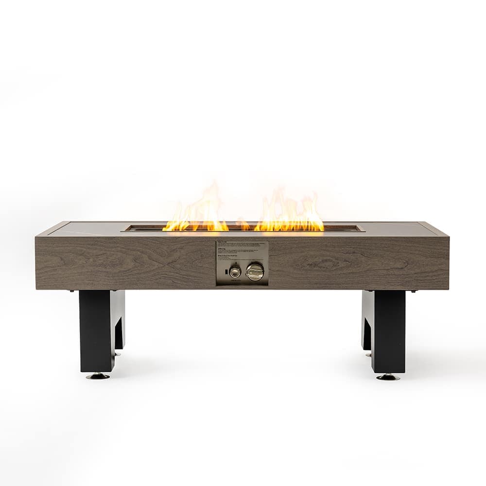 JUJABU Grey 42 inch Iron Fire Pit Table Wood Fire Pit for Outside