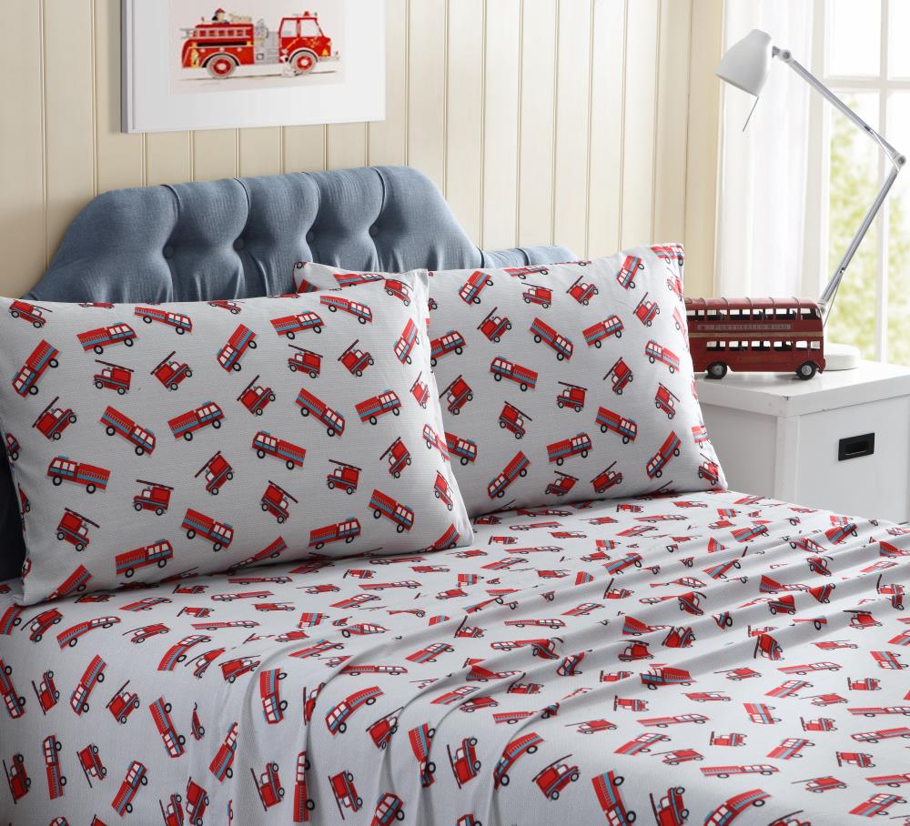 MHF Home M521362 Twin Polyester Red and Grey 4-Piece Bed-Sheet
