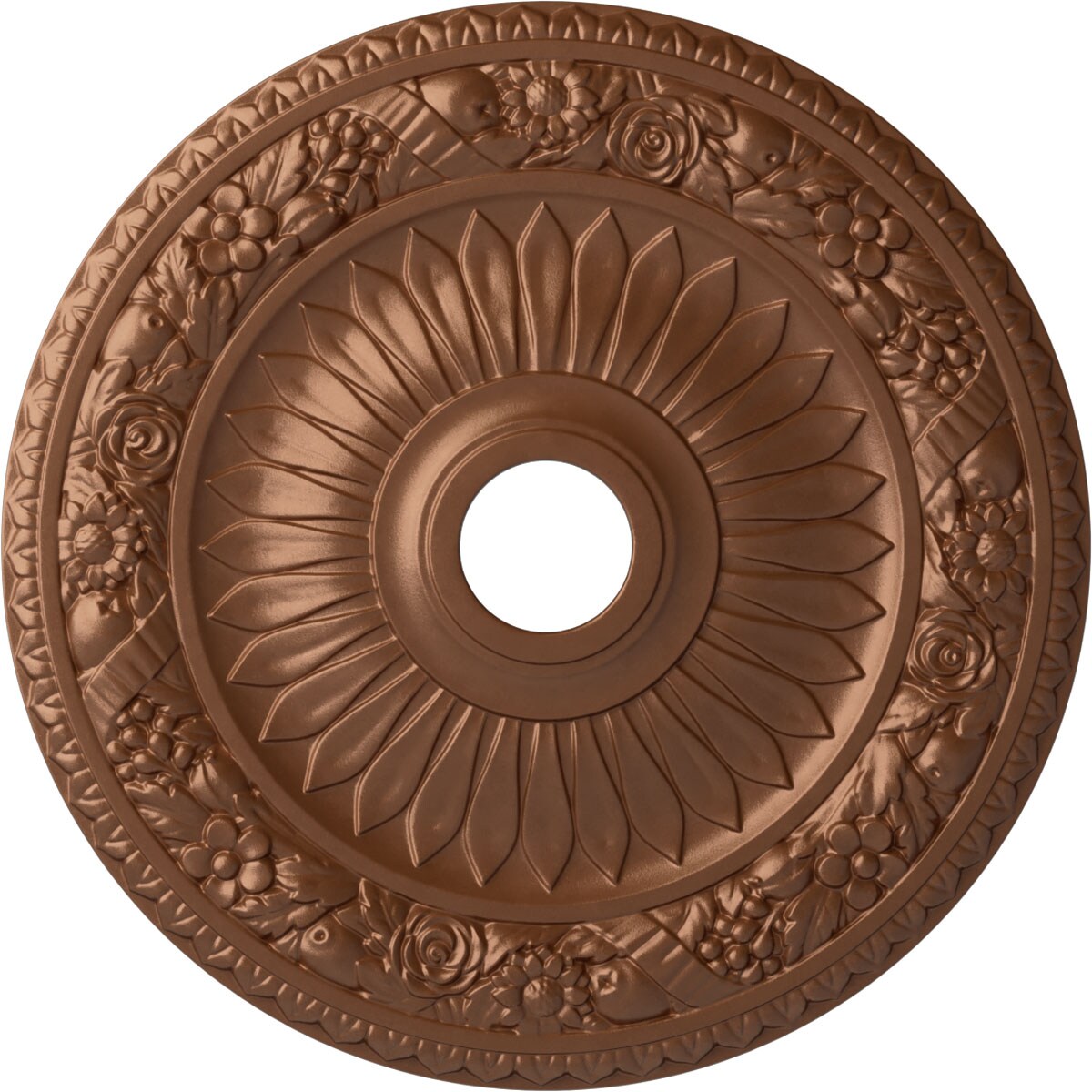 Ekena Millwork CM23BEPOS Bellona 23.625-in W x 23.625-in L Painted Polished Copper Polyurethane Whole Ceiling Medallion